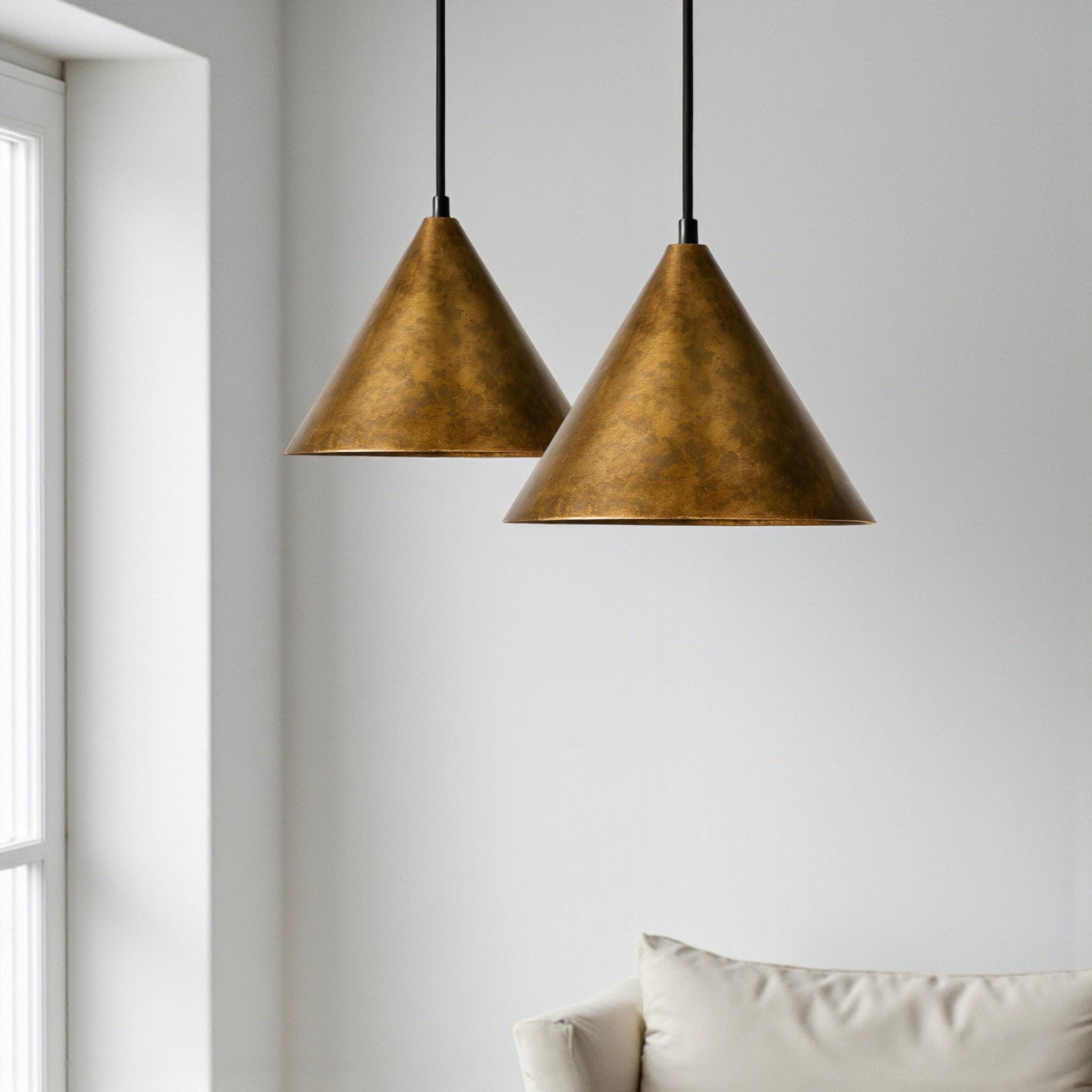 Handcrafted Oxidized Brass Cone Pendant Light – Moroccan Modern Ceiling Lamp for Kitchen & Dining Room - Image 4