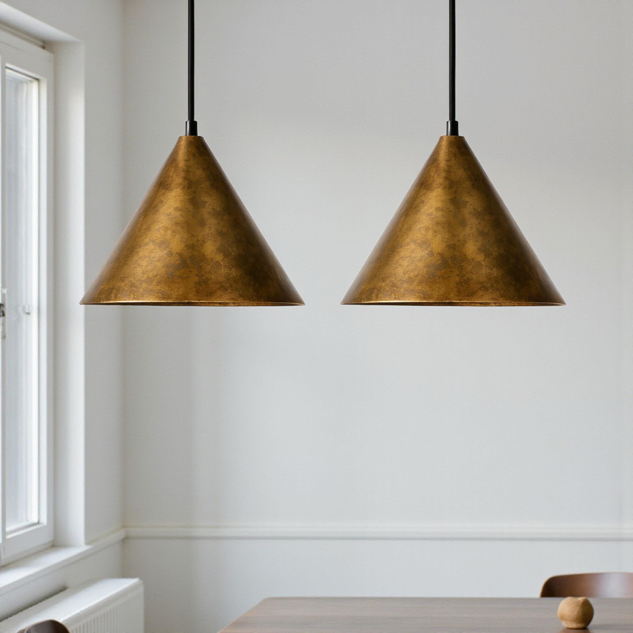Handcrafted Oxidized Brass Cone Pendant Light – Moroccan Modern Ceiling Lamp for Kitchen & Dining Room - Image 6