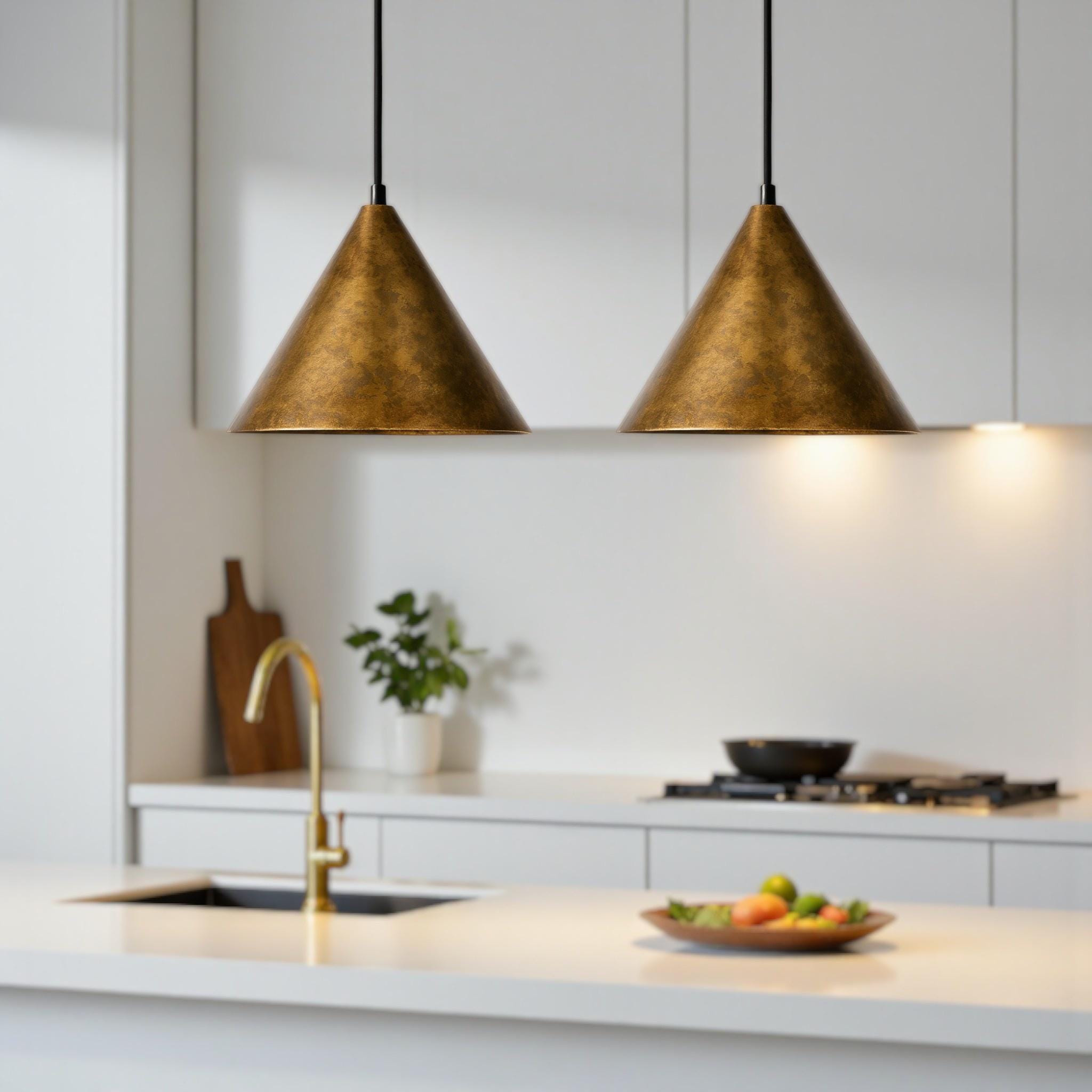 Handcrafted Oxidized Brass Cone Pendant Light – Moroccan Modern Ceiling Lamp for Kitchen & Dining Room - Image 8