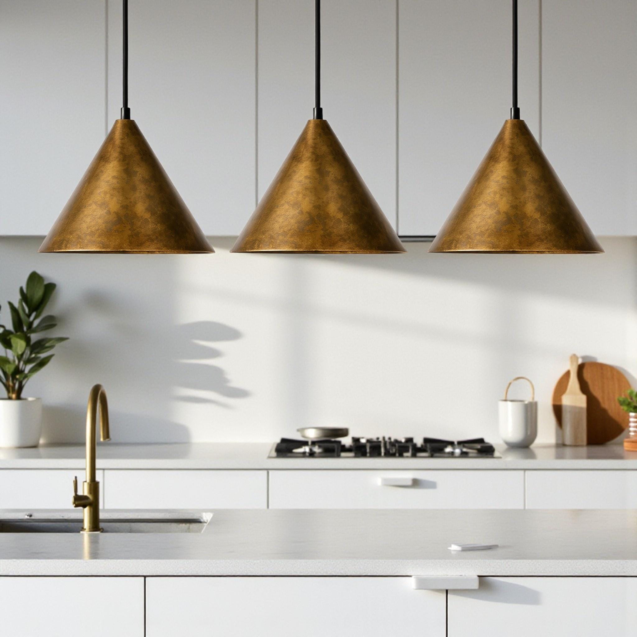 Handcrafted Oxidized Brass Cone Pendant Light – Moroccan Modern Ceiling Lamp for Kitchen & Dining Room - Image 7