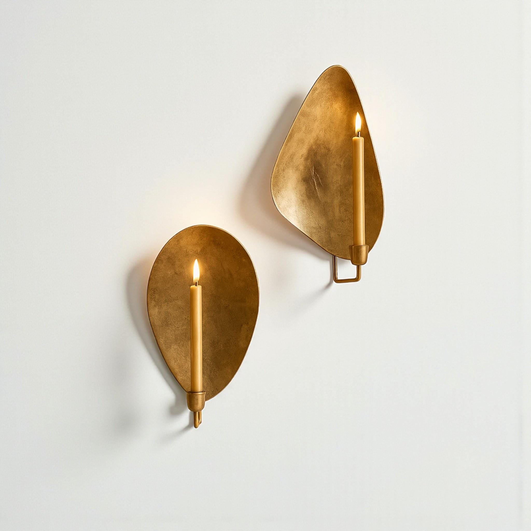 Brass Wall Candle Sconce Set of 2 – Handmade Modern Candle Holders - Image 4