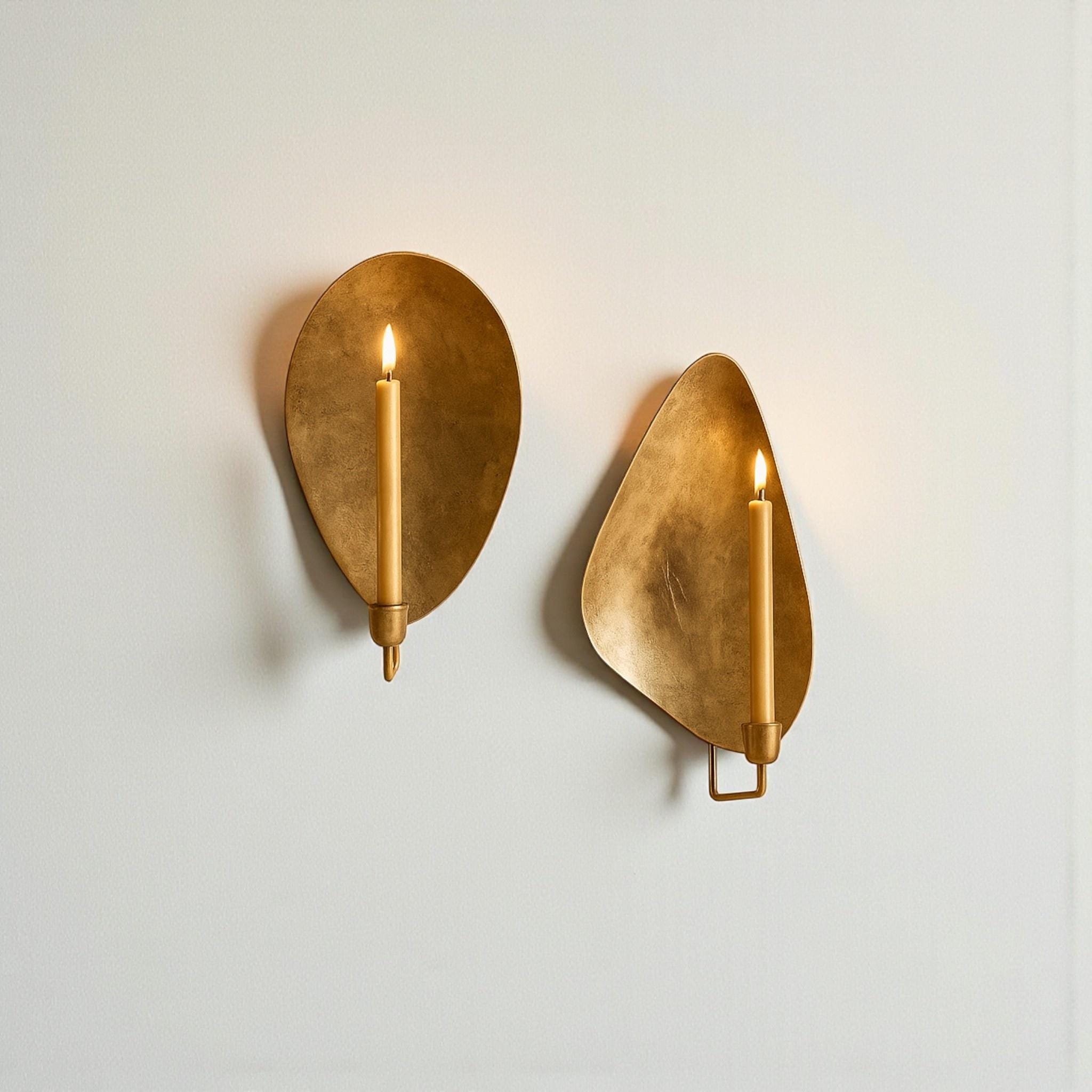 Brass Wall Candle Sconce Set of 2 – Handmade Modern Candle Holders - Image 8