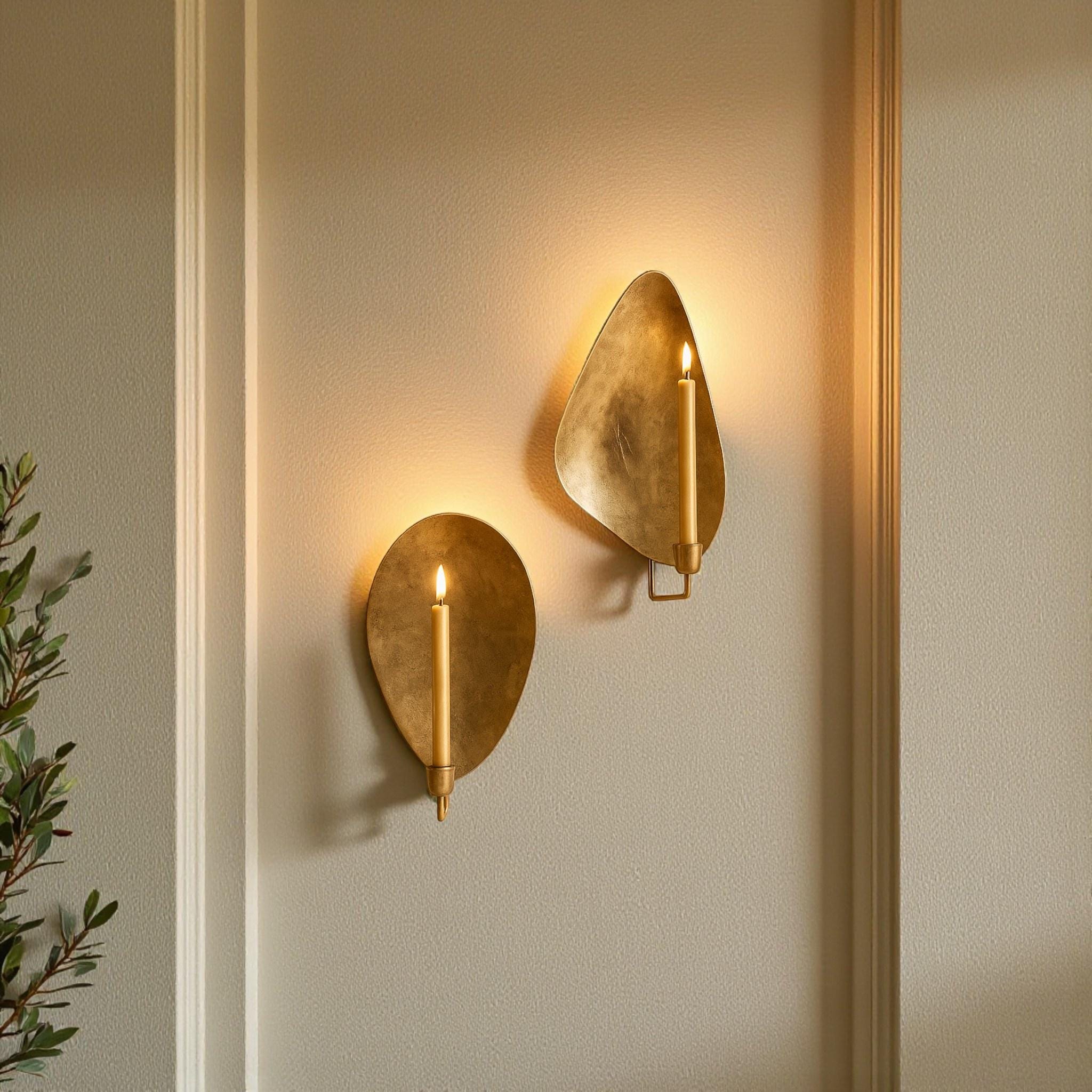 Brass Wall Candle Sconce Set of 2 – Handmade Modern Candle Holders - Image 9
