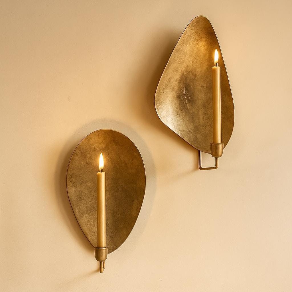 Brass Wall Candle Sconce Set of 2 – Handmade Modern Candle Holders - Image 6