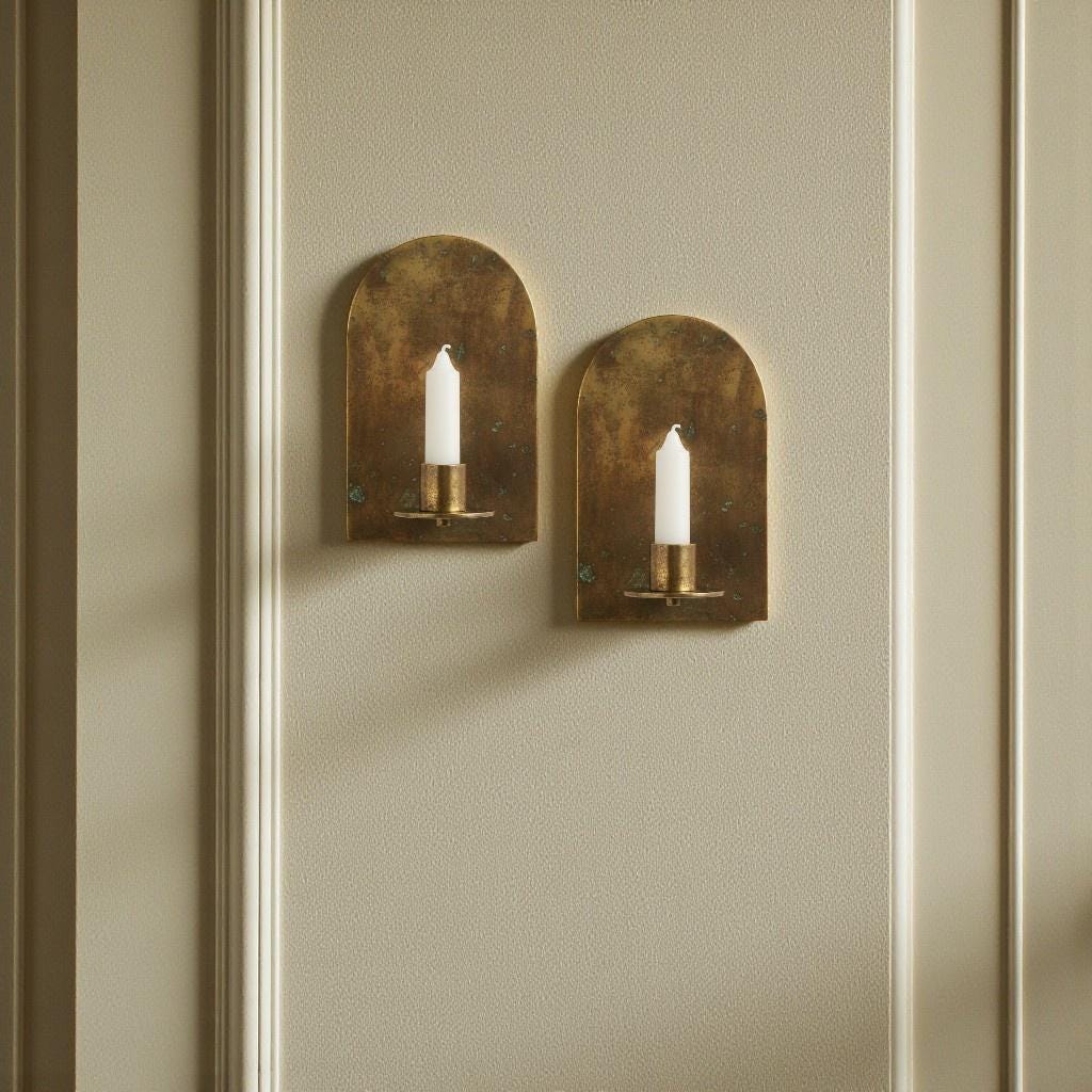 Brass Wall Candle Sconce Set of 2 – Handmade Arched Brass Candle Holders - Image 6