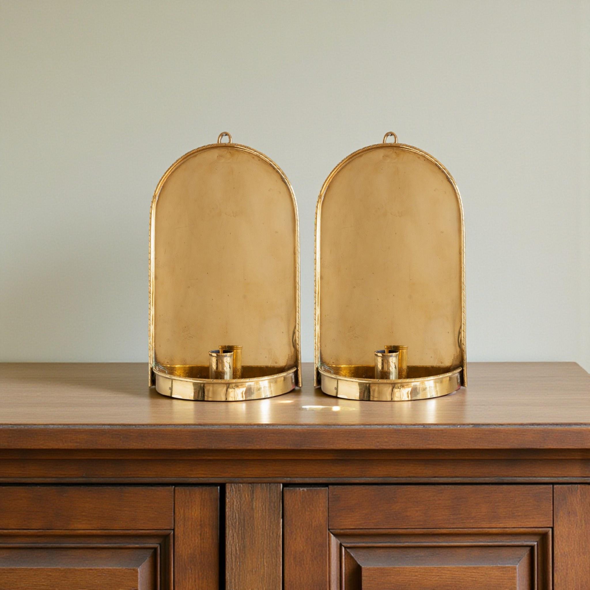 Set of 2 Antique Brass Candle Sconce Wall Holder - Image 5