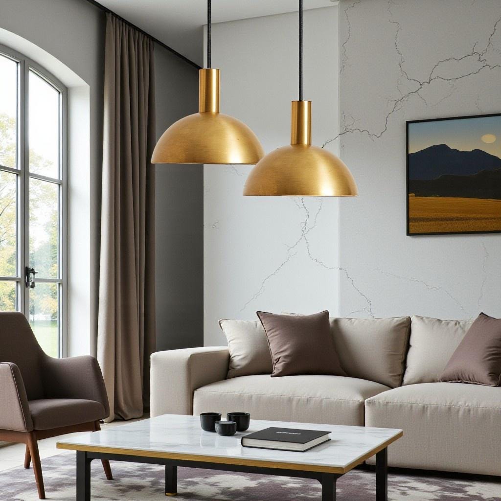 Handmade Brass Cone Pendant Light – Modern Moroccan Gold Ceiling Lamp - Image 5