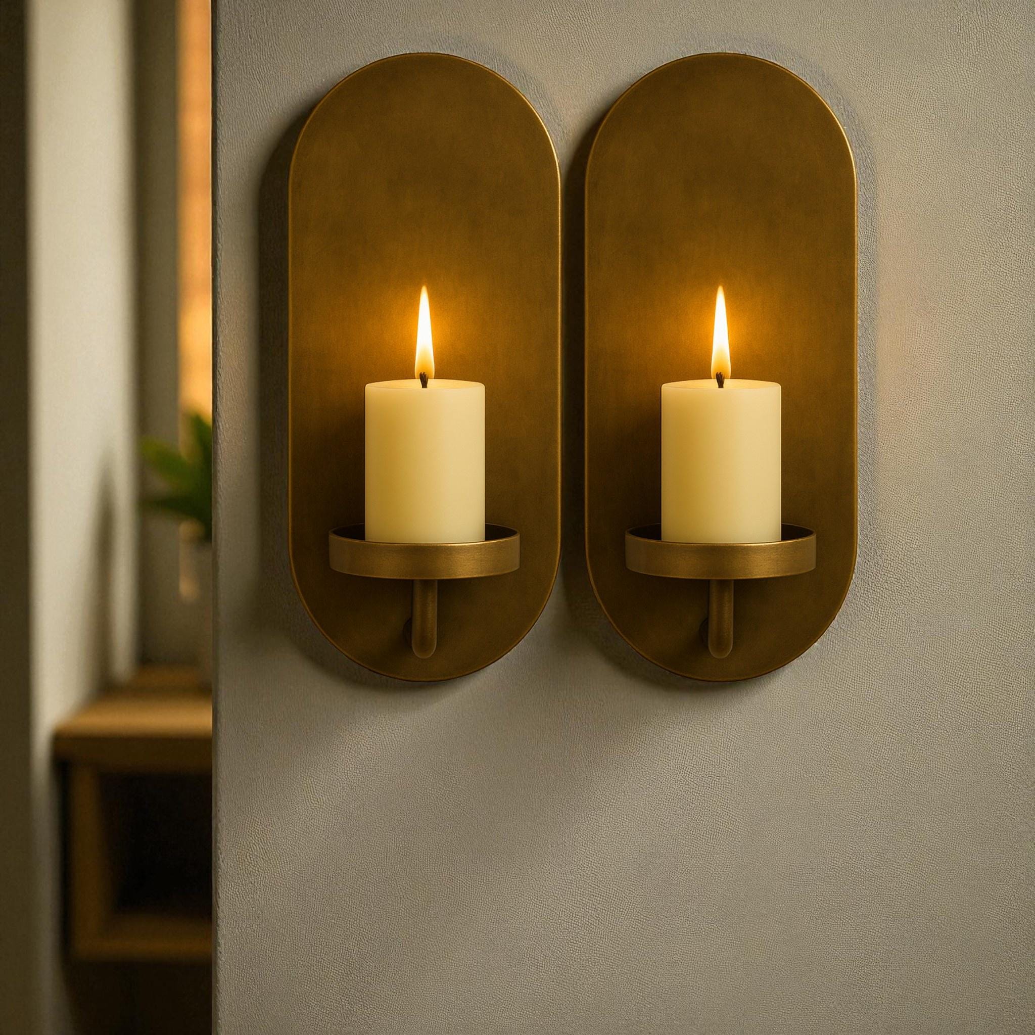 Brass Wall Candle Sconce – Handmade Oval Brass Candle Holder - Image 6