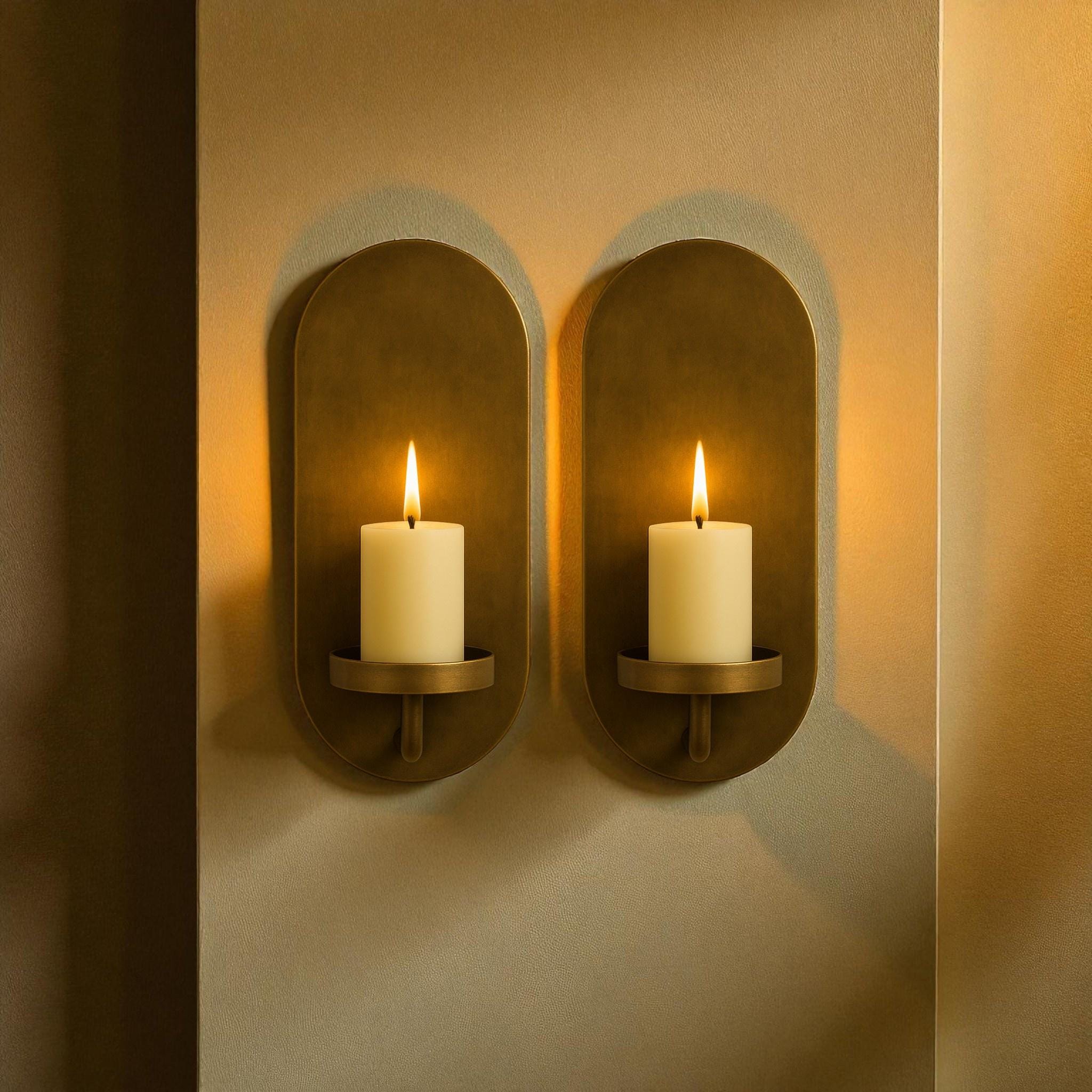 Brass Wall Candle Sconce – Handmade Oval Brass Candle Holder - Image 4