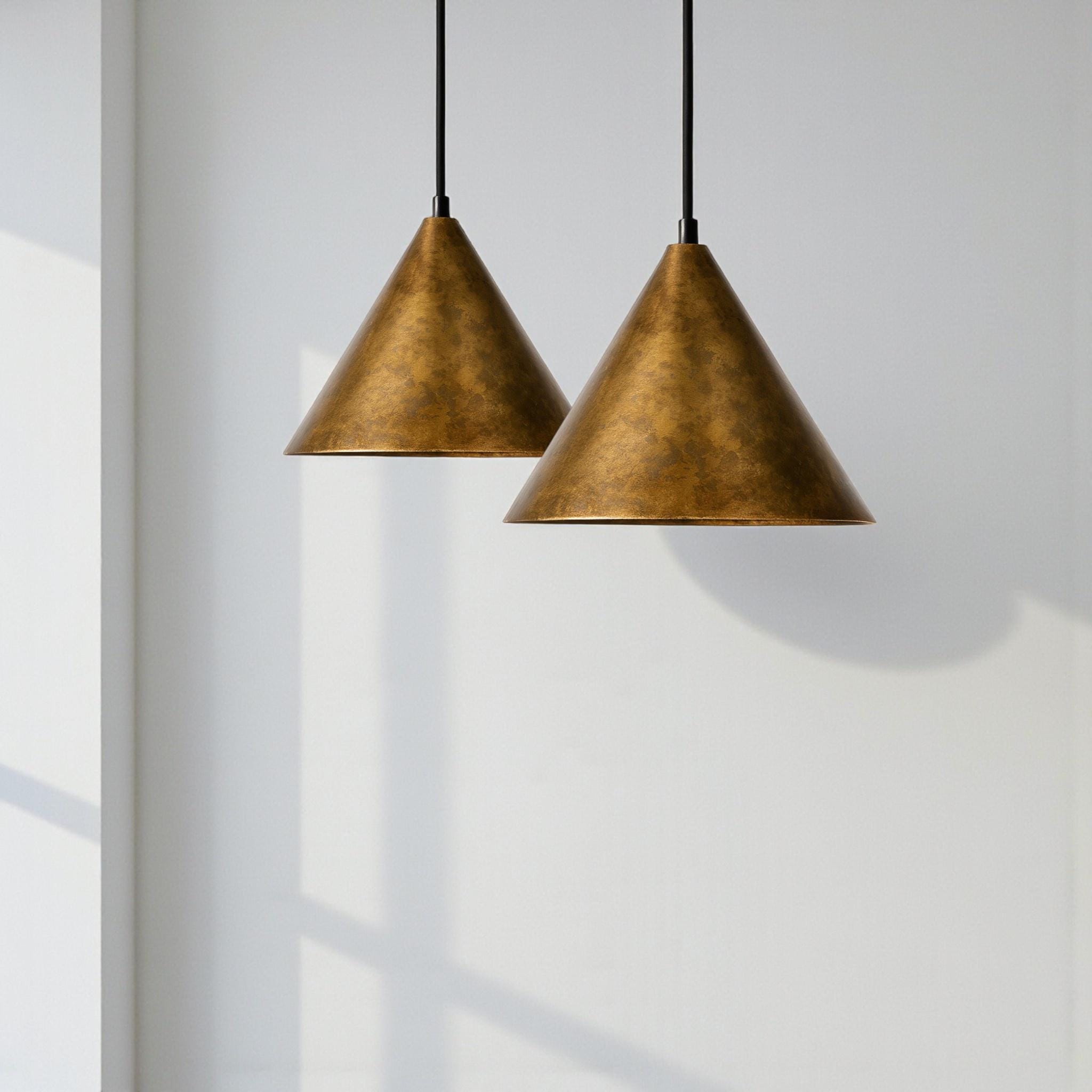 Handcrafted Oxidized Brass Cone Pendant Light – Moroccan Modern Ceiling Lamp for Kitchen & Dining Room - Image 5