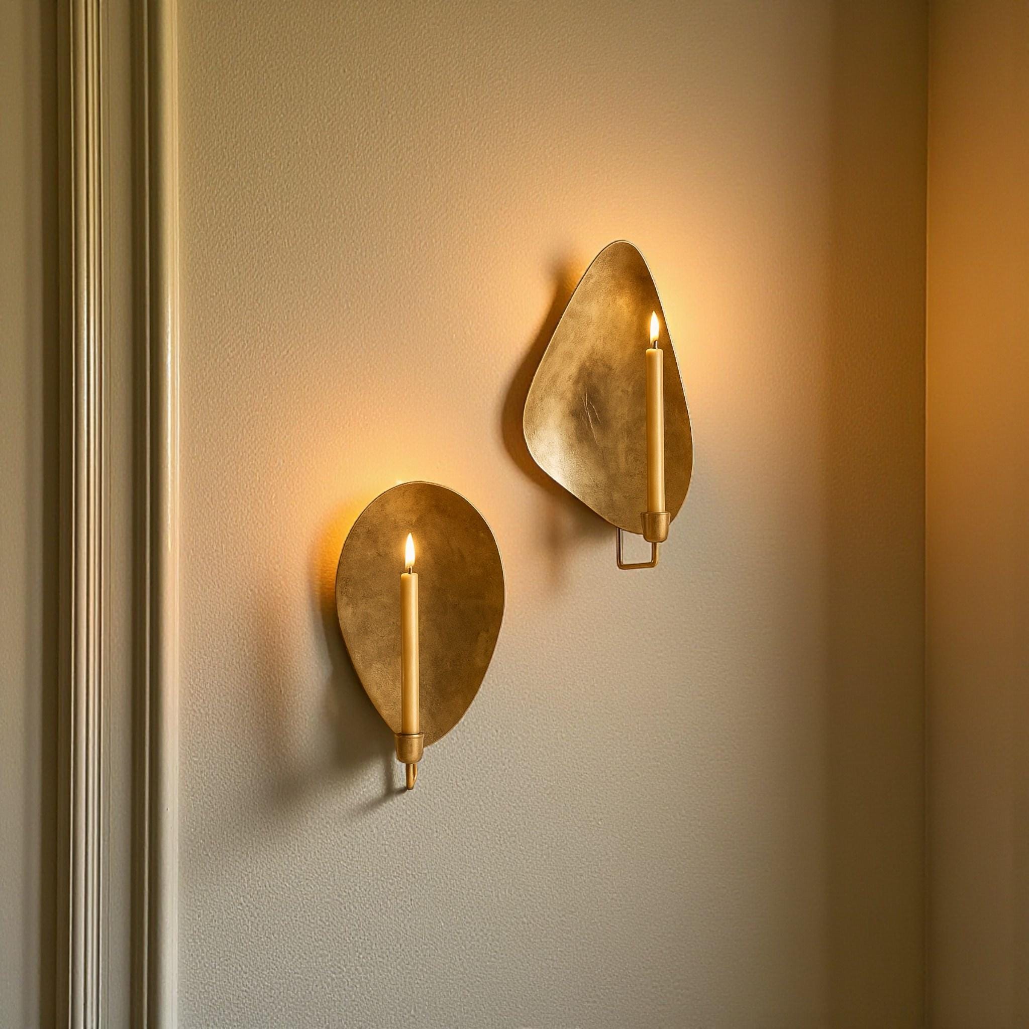 Brass Wall Candle Sconce Set of 2 – Handmade Modern Candle Holders - Image 3