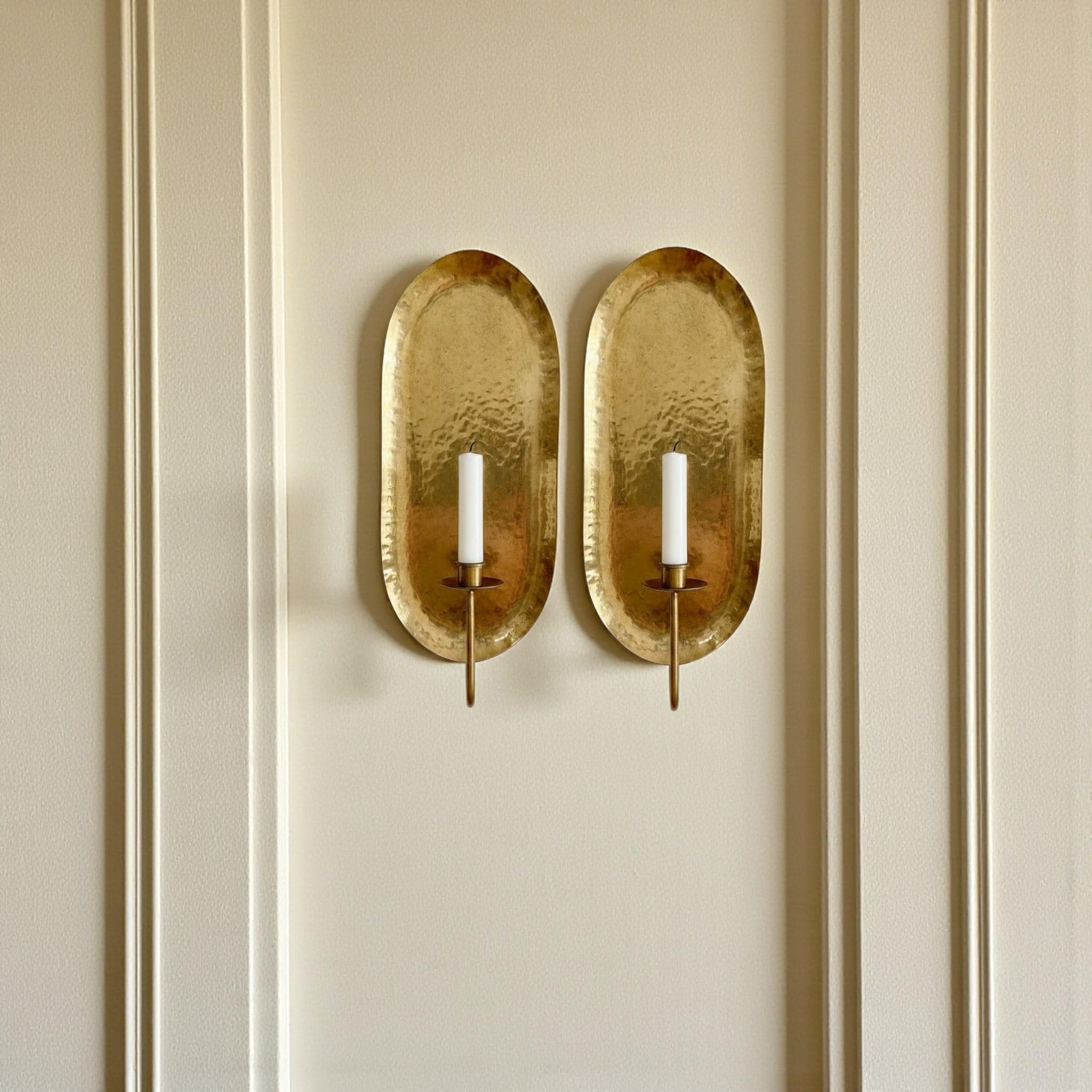 Antique Brass Wall Sconce – Set of Two Handmade Candle Holders - Image 5