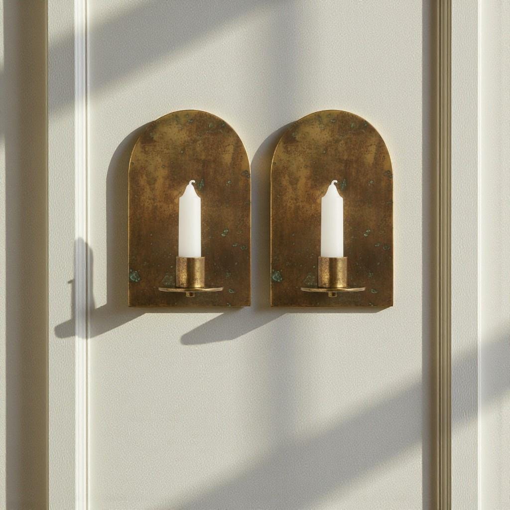 Brass Wall Candle Sconce Set of 2 – Handmade Arched Brass Candle Holders - Image 10