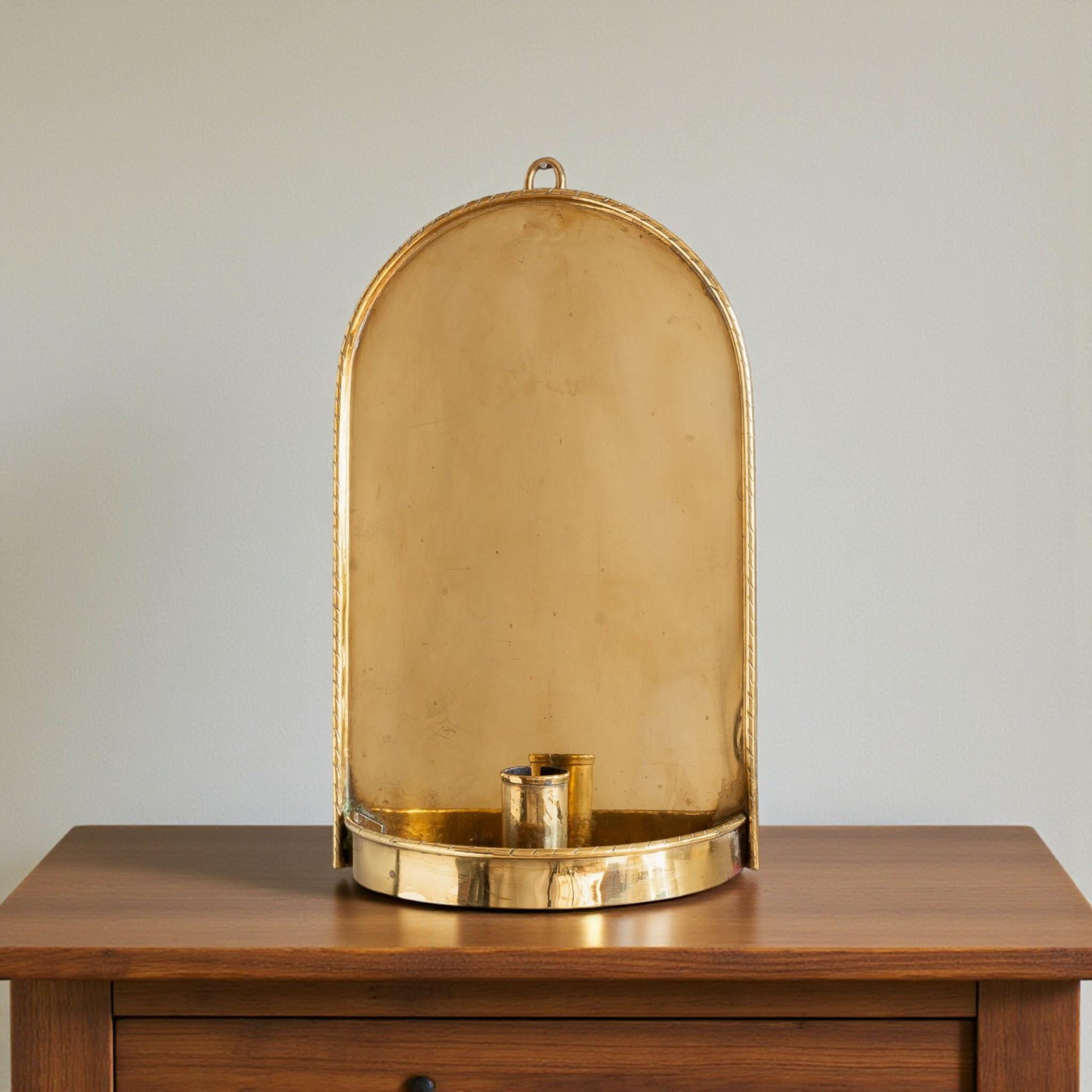 Set of 2 Antique Brass Candle Sconce Wall Holder - Image 2