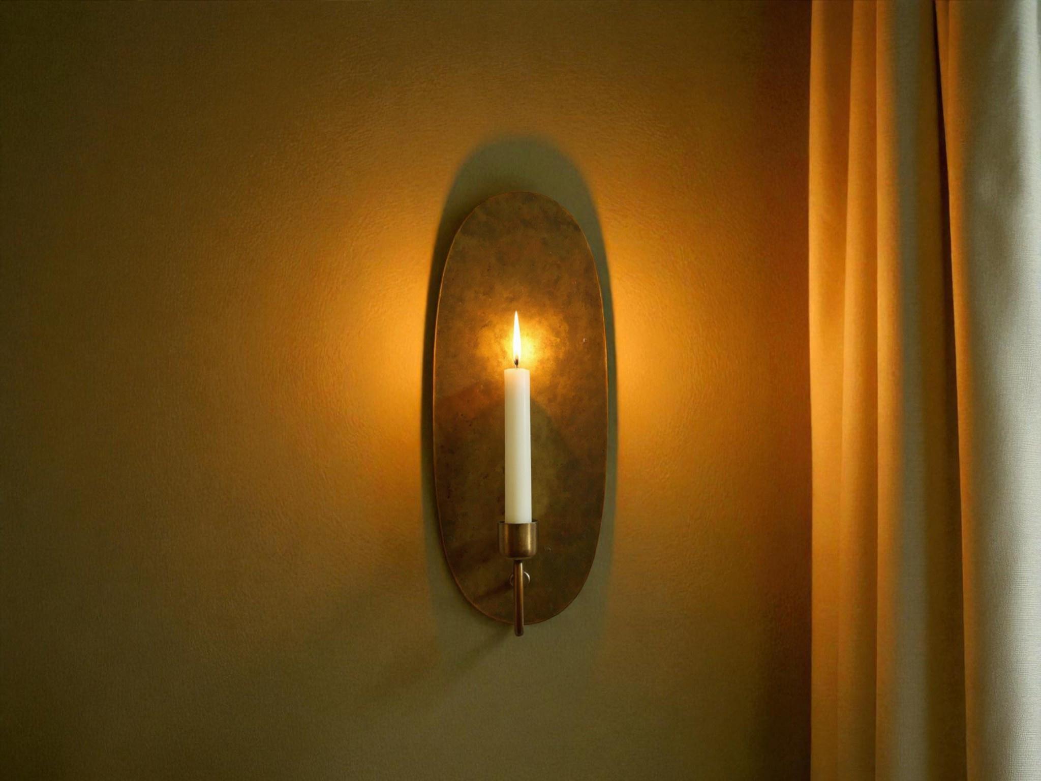 Set of 2 Wall Candle Holders – Handmade Oval Brass Wall Sconces - Image 6