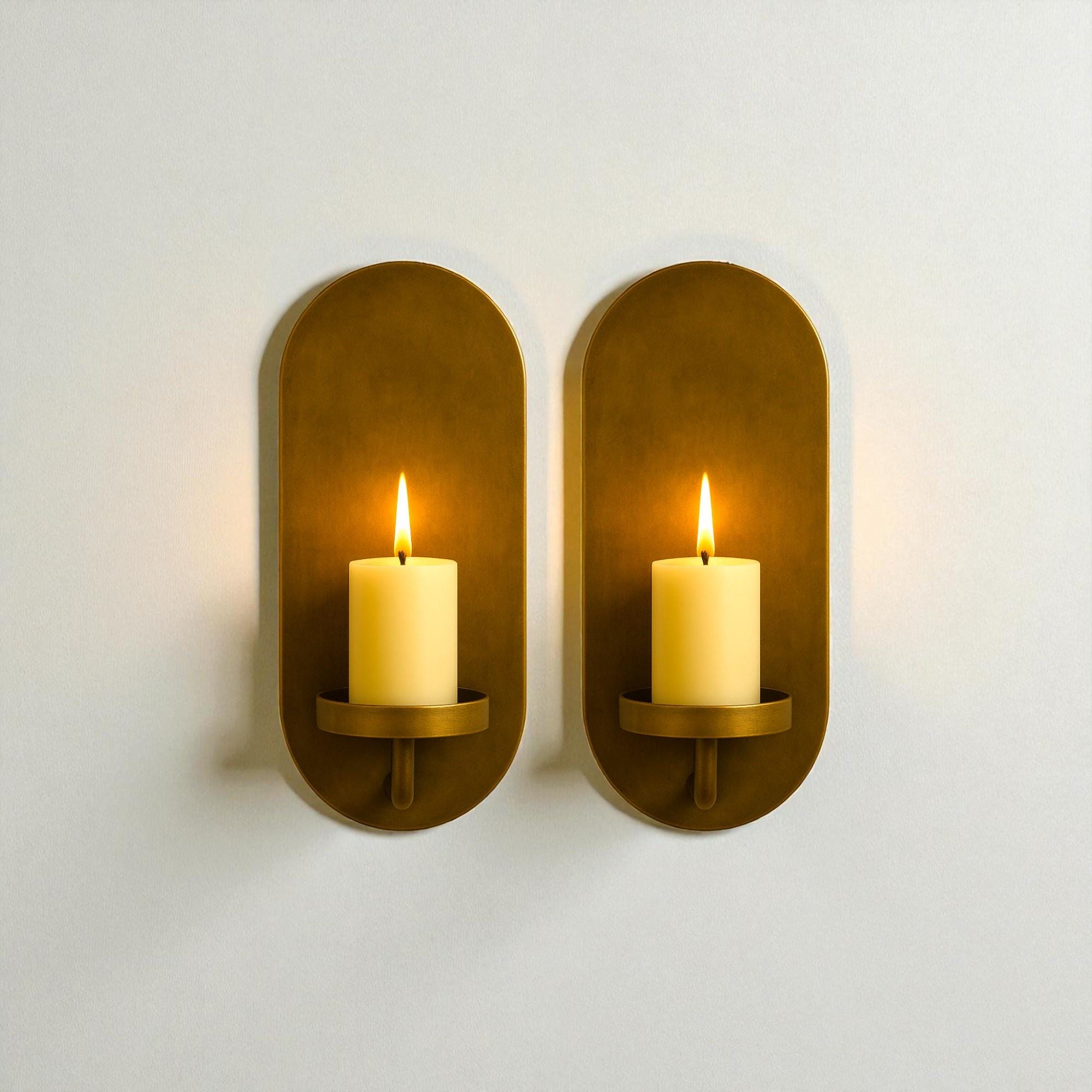 Brass Wall Candle Sconce – Handmade Oval Brass Candle Holder - Image 5