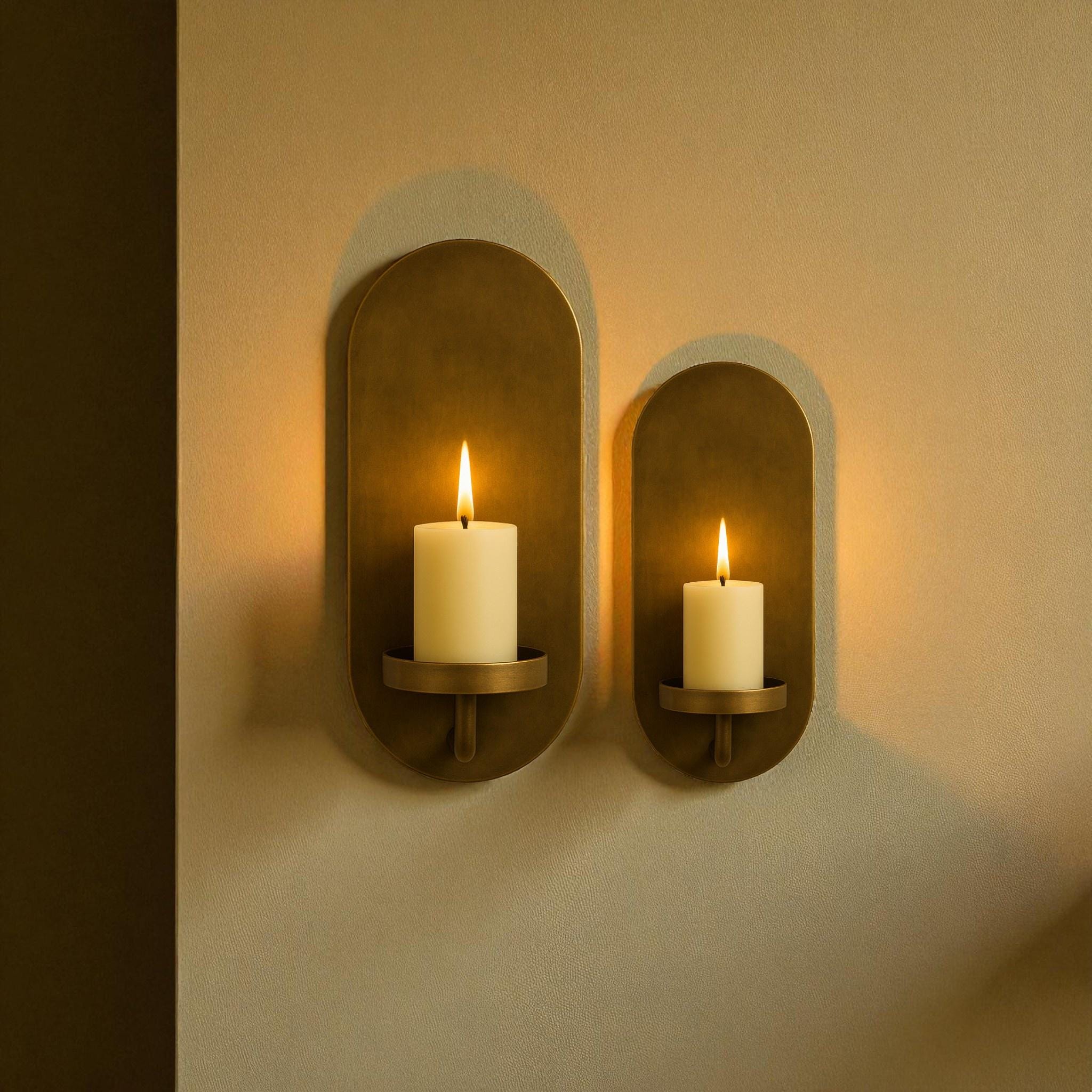 Brass Wall Candle Sconce – Handmade Oval Brass Candle Holder - Image 2
