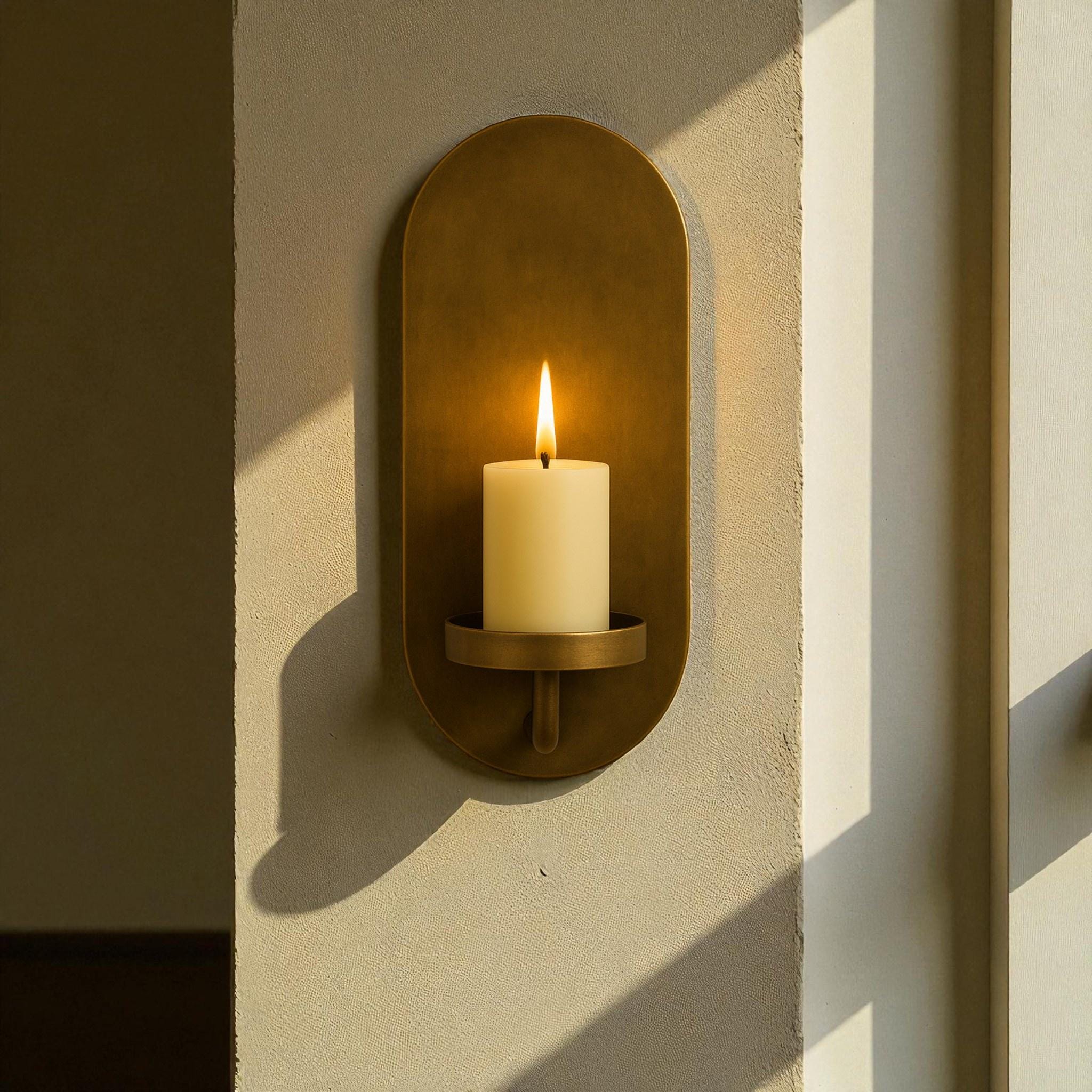 Brass Wall Candle Sconce – Handmade Oval Brass Candle Holder - Image 7