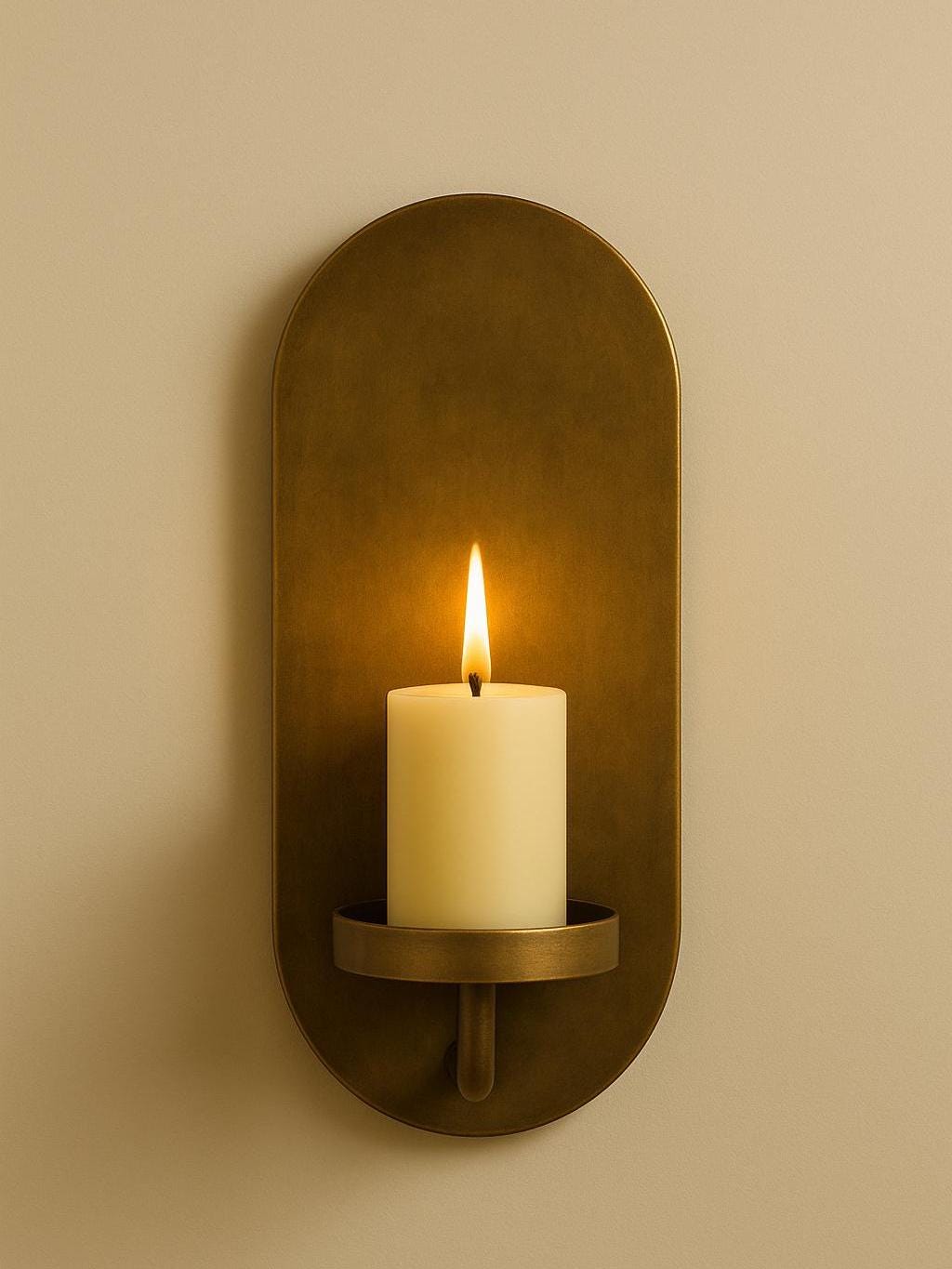 Brass Wall Candle Sconce – Handmade Oval Brass Candle Holder - Image 3