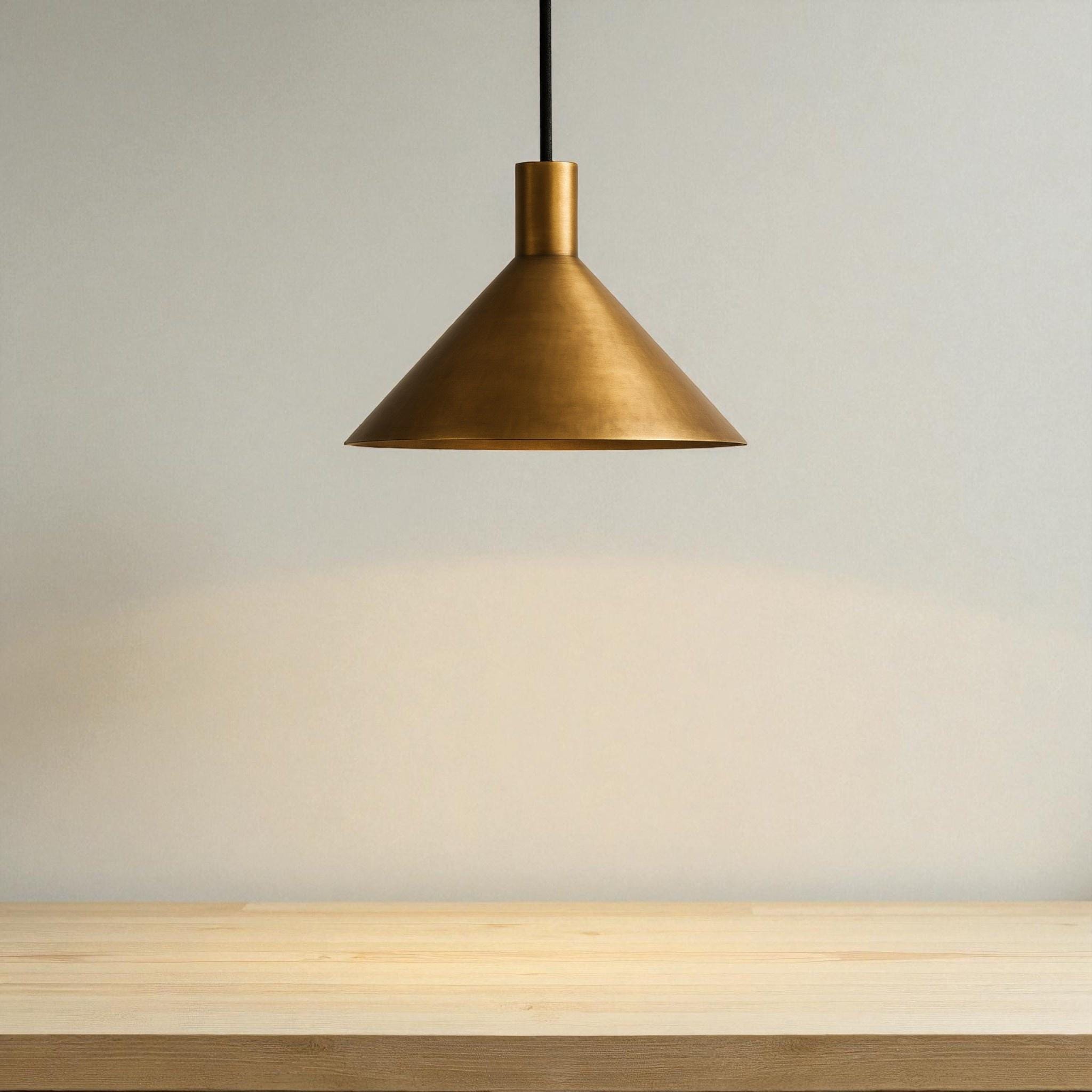 Brass Ceiling Light, Modern Cone Pendant Light, Kitchen Island Lighting, Minimalist lamp Fixture - Image 3