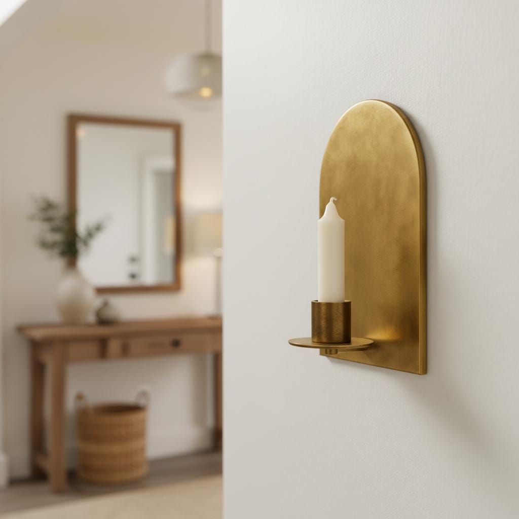 Brass Wall Candle Sconce Set of 2 – Handmade Arched Brass Candle Holders - Image 5