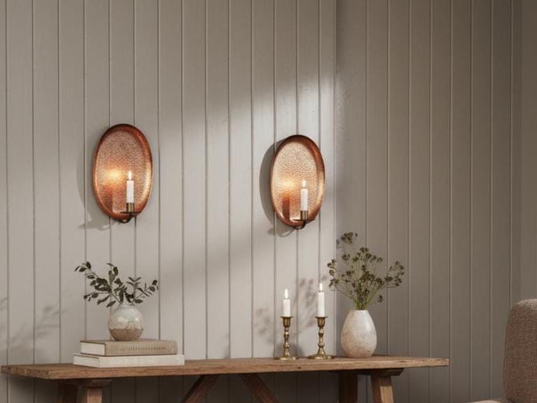 Vintage Brass Sconce – Set of 2 Handmade Wall Candle Holders - Image 5