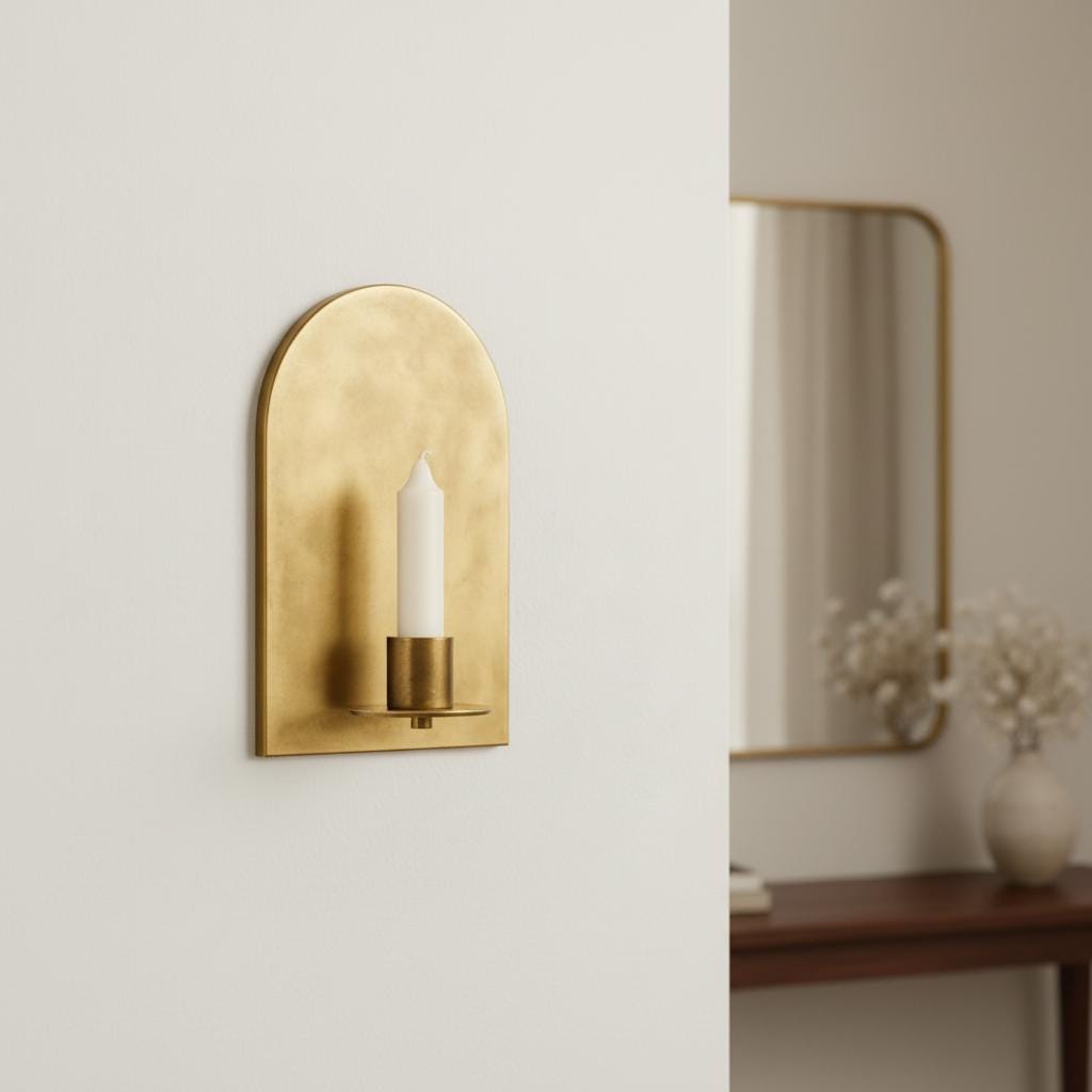 Brass Wall Candle Sconce Set of 2 – Handmade Arched Brass Candle Holders - Image 7