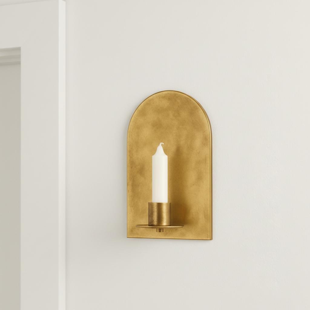 Brass Wall Candle Sconce Set of 2 – Handmade Arched Brass Candle Holders - Image 9