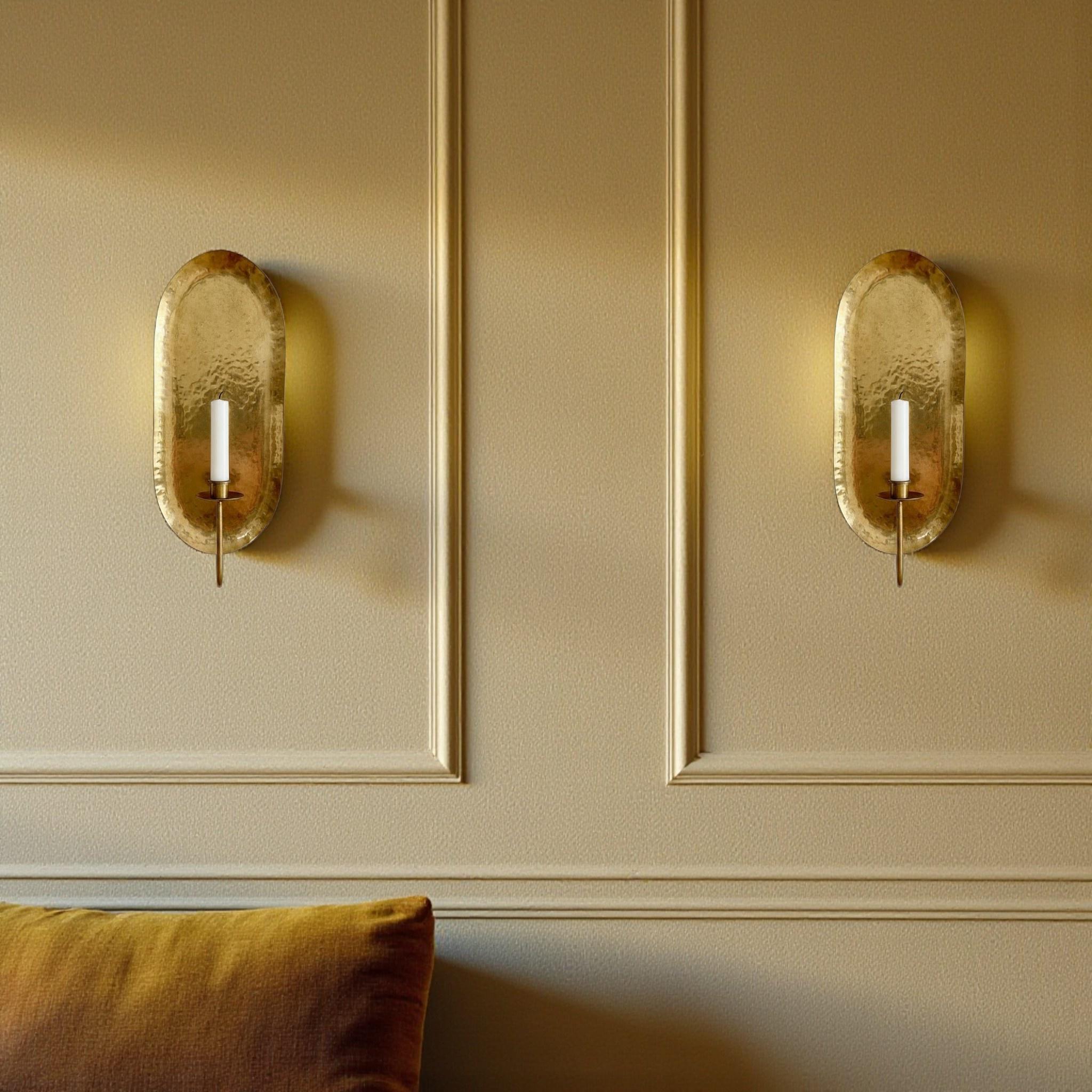Antique Brass Wall Sconce – Handmade Oval Candle Holder - Image 4