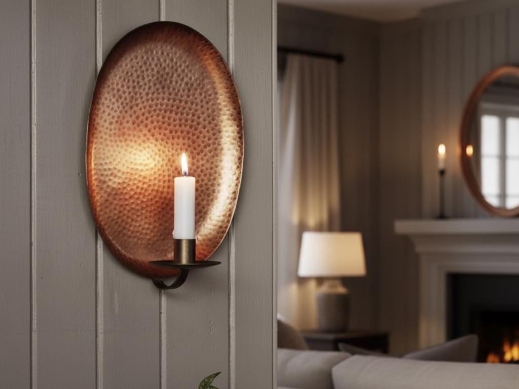 Vintage Brass Sconce – Set of 2 Handmade Wall Candle Holders - Image 3
