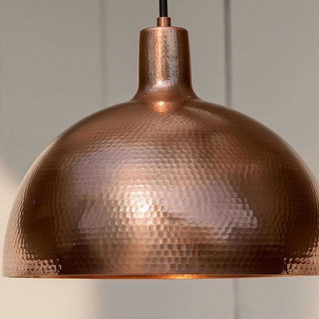 Copper Pendant Light – Handmade Hammered Copper Dome Ceiling Light - Image 4