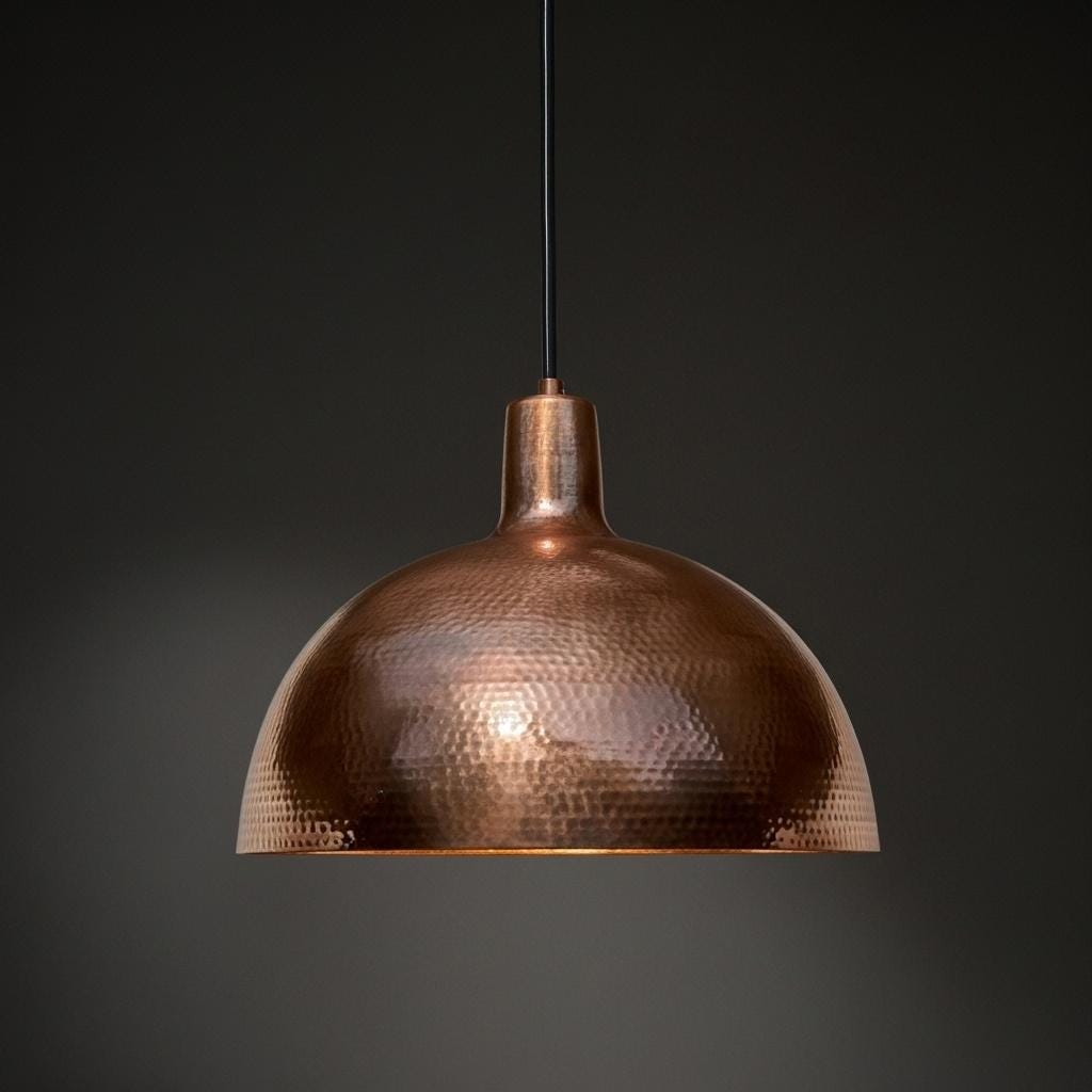Copper Pendant Light – Handmade Hammered Copper Dome Ceiling Light - Image 6