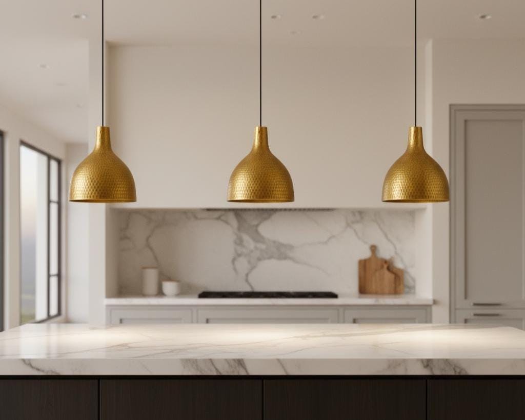 Handcrafted Brass Bell Pendant Light | Handmade Ceiling Lamp - Image 5