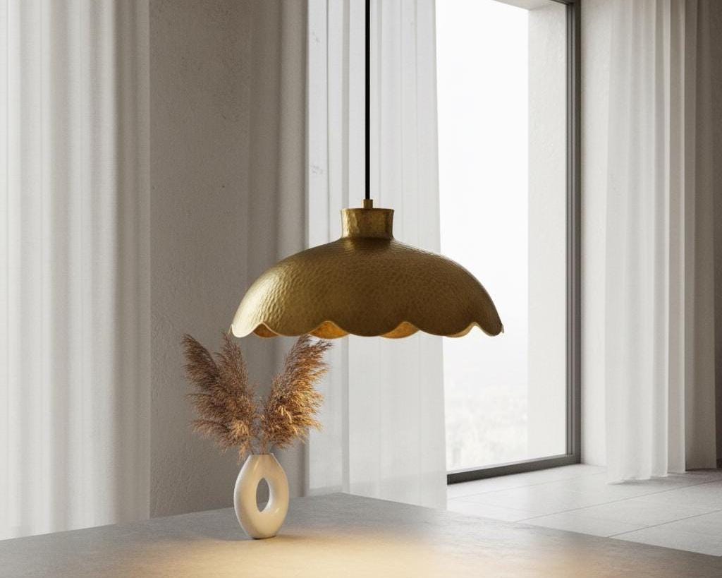 Hammered Brass Pendant Light | Handmade Moroccan Ceiling Light - Image 5