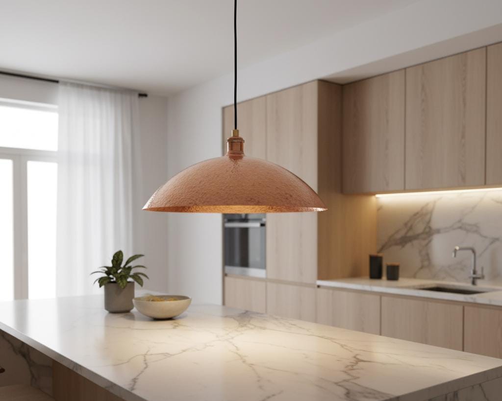 Copper Pendant Light | Handmade Hammered Copper Ceiling Lamp - Image 3