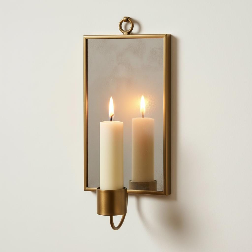 Brass Mirror Sconce – Set of 2 Handmade Candle Holders - Image 6