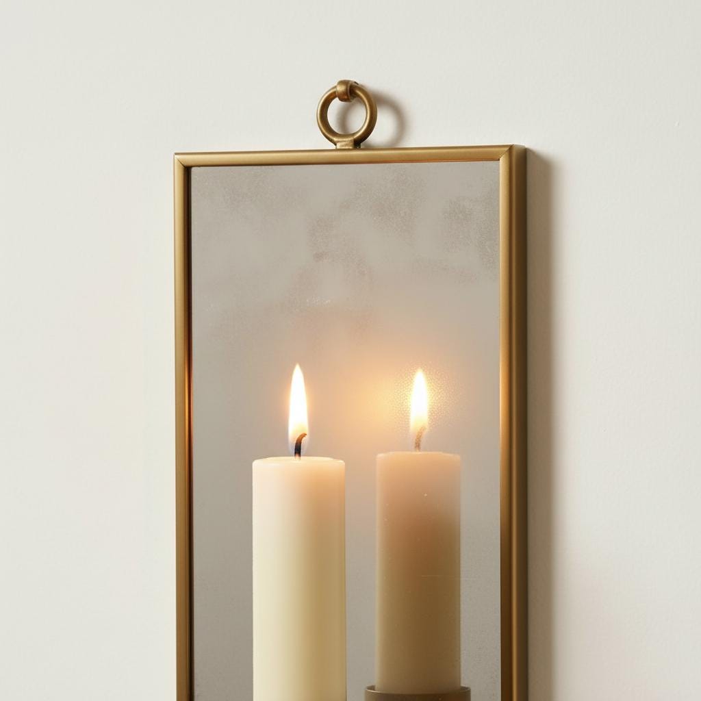 Brass Mirror Sconce – Set of 2 Handmade Candle Holders - Image 8