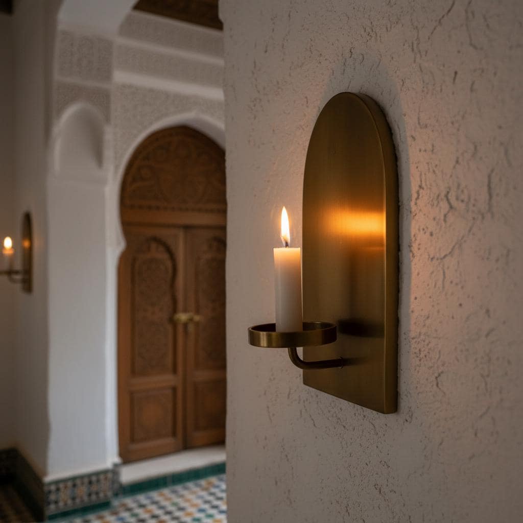 Set of 2 Antique Brass Candle Sconces - Image 6
