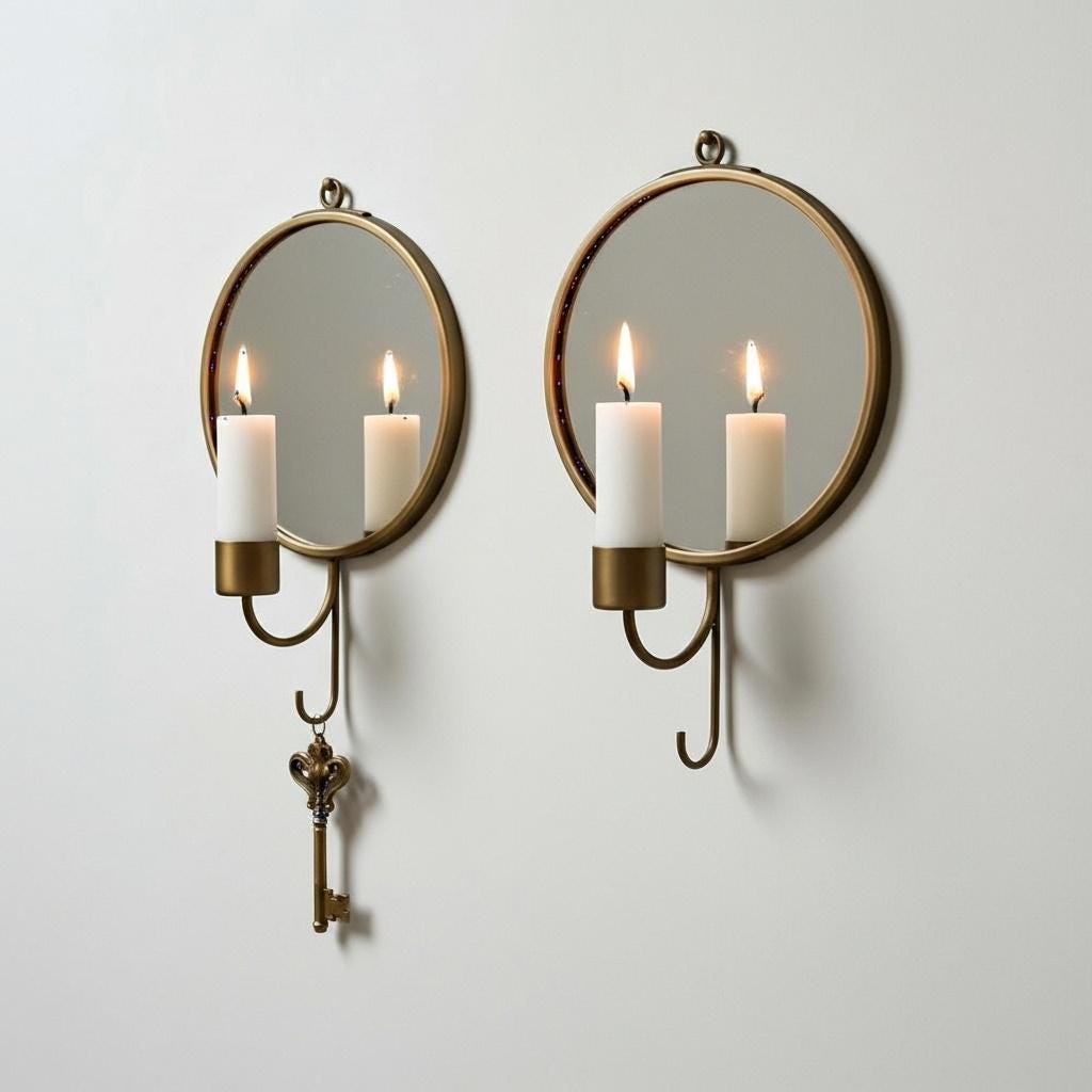 Brass Wall Candle Sconce Set of 2 – Handmade Mirror Candle Holders - Image 2