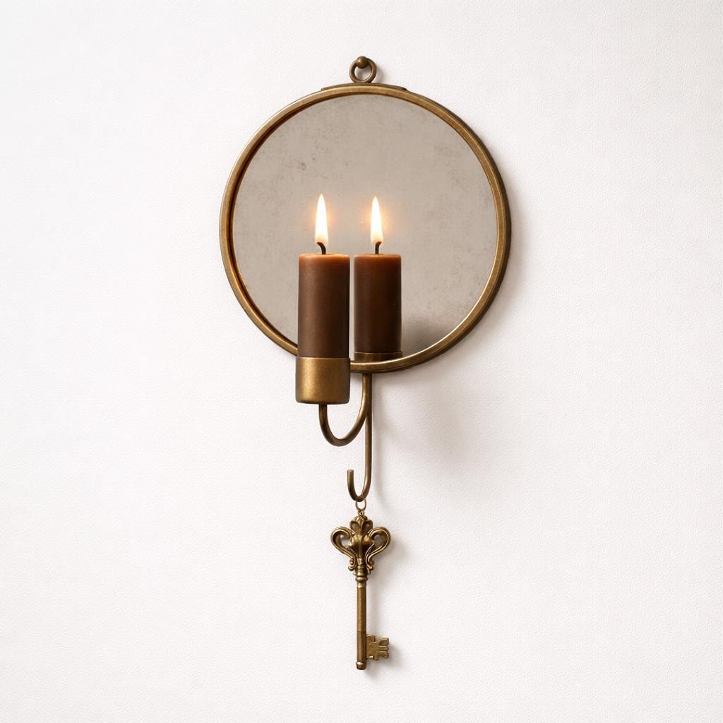 Brass Wall Candle Sconce Set of 2 – Handmade Mirror Candle Holders - Image 5