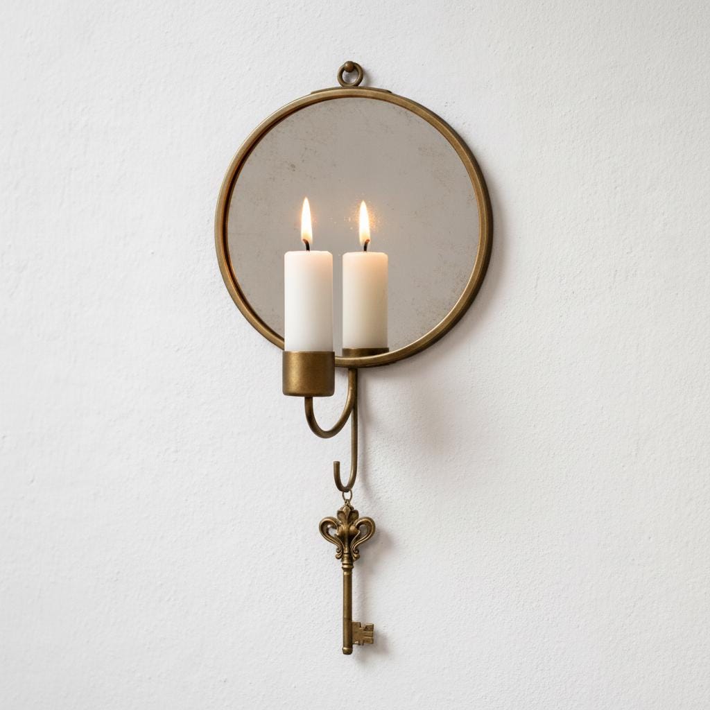 Brass Wall Candle Sconce Set of 2 – Handmade Mirror Candle Holders - Image 9