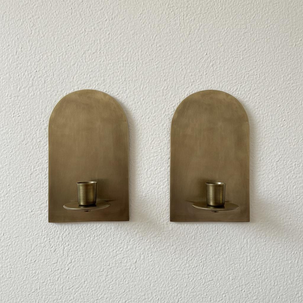 Set of Two Brass Wall Sconces - Image 2