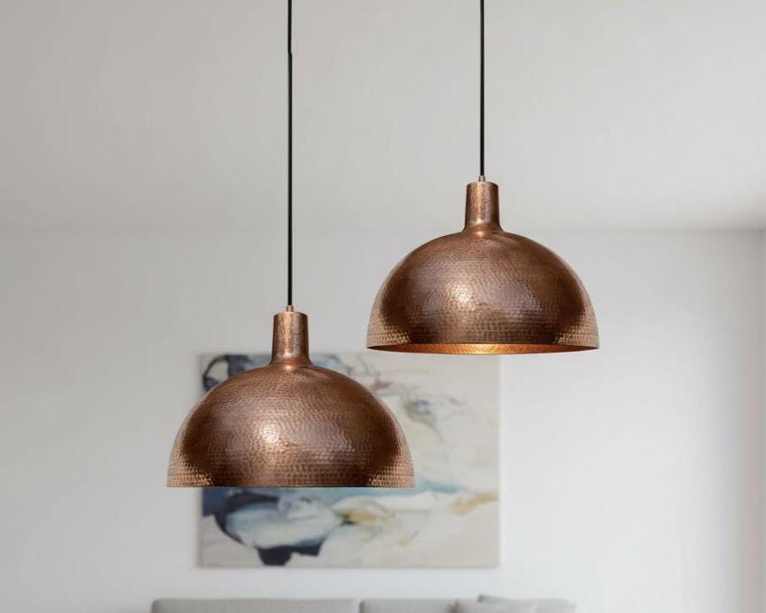 Copper Pendant Light – Handmade Hammered Copper Dome Ceiling Light - Image 8