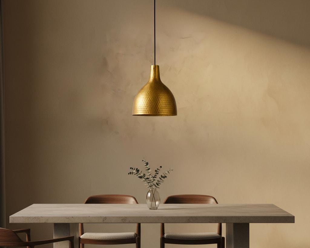 Handcrafted Brass Bell Pendant Light | Handmade Ceiling Lamp - Image 4
