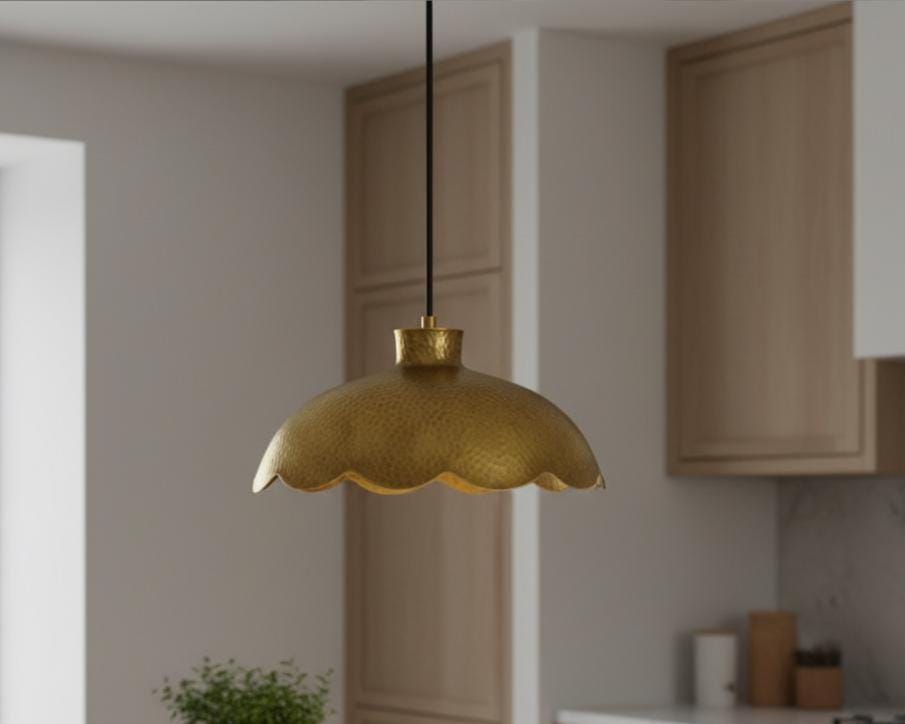 Hammered Brass Pendant Light | Handmade Moroccan Ceiling Light - Image 3
