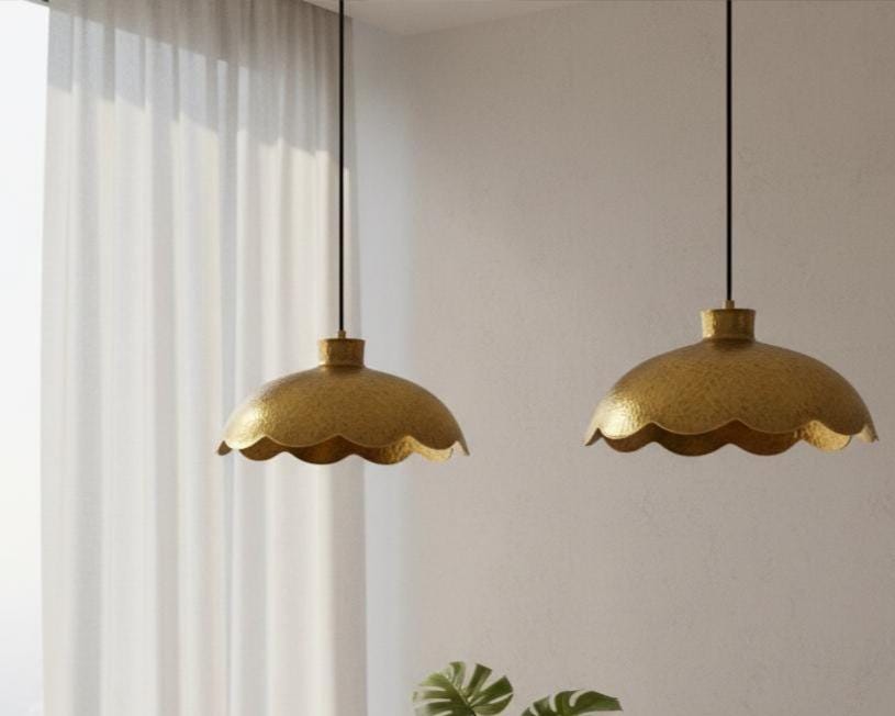 Hammered Brass Pendant Light | Handmade Moroccan Ceiling Light - Image 4