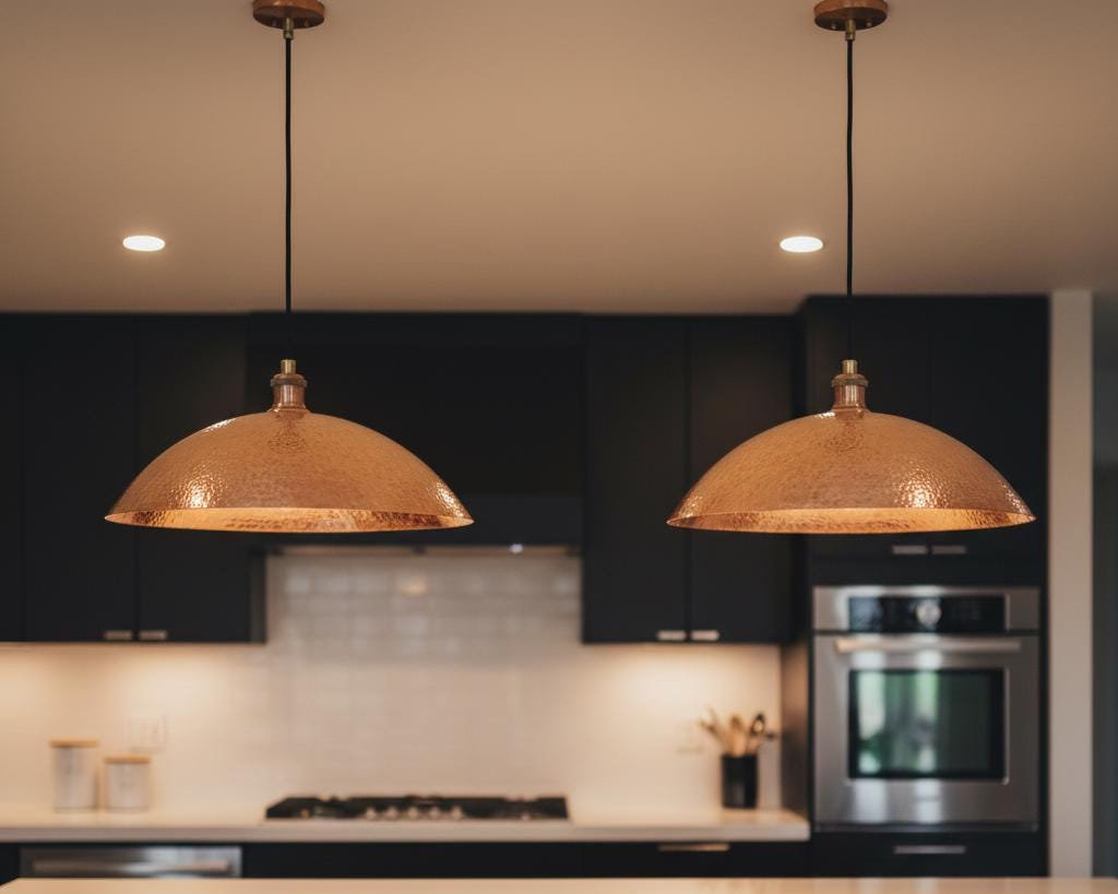 Copper Pendant Light | Handmade Hammered Copper Ceiling Lamp - Image 2