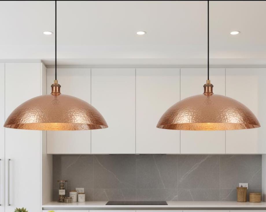 Copper Pendant Light | Handmade Hammered Copper Ceiling Lamp - Image 4