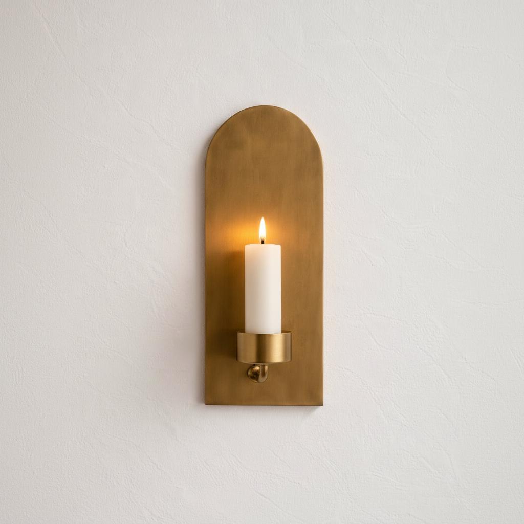 Set of 2 Antique Brass Wall Candle Holders - Image 3