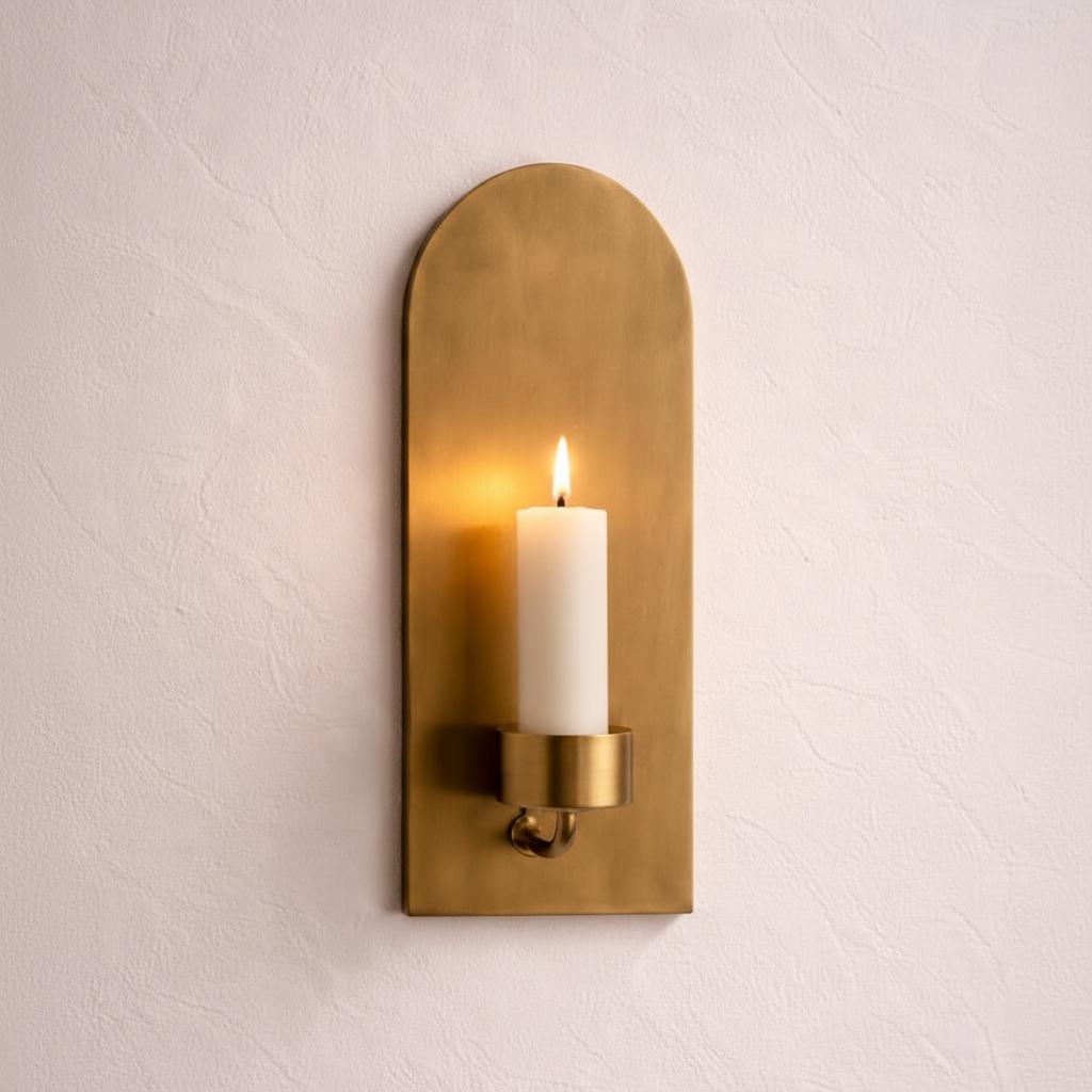 Set of 2 Antique Brass Wall Candle Holders - Image 5